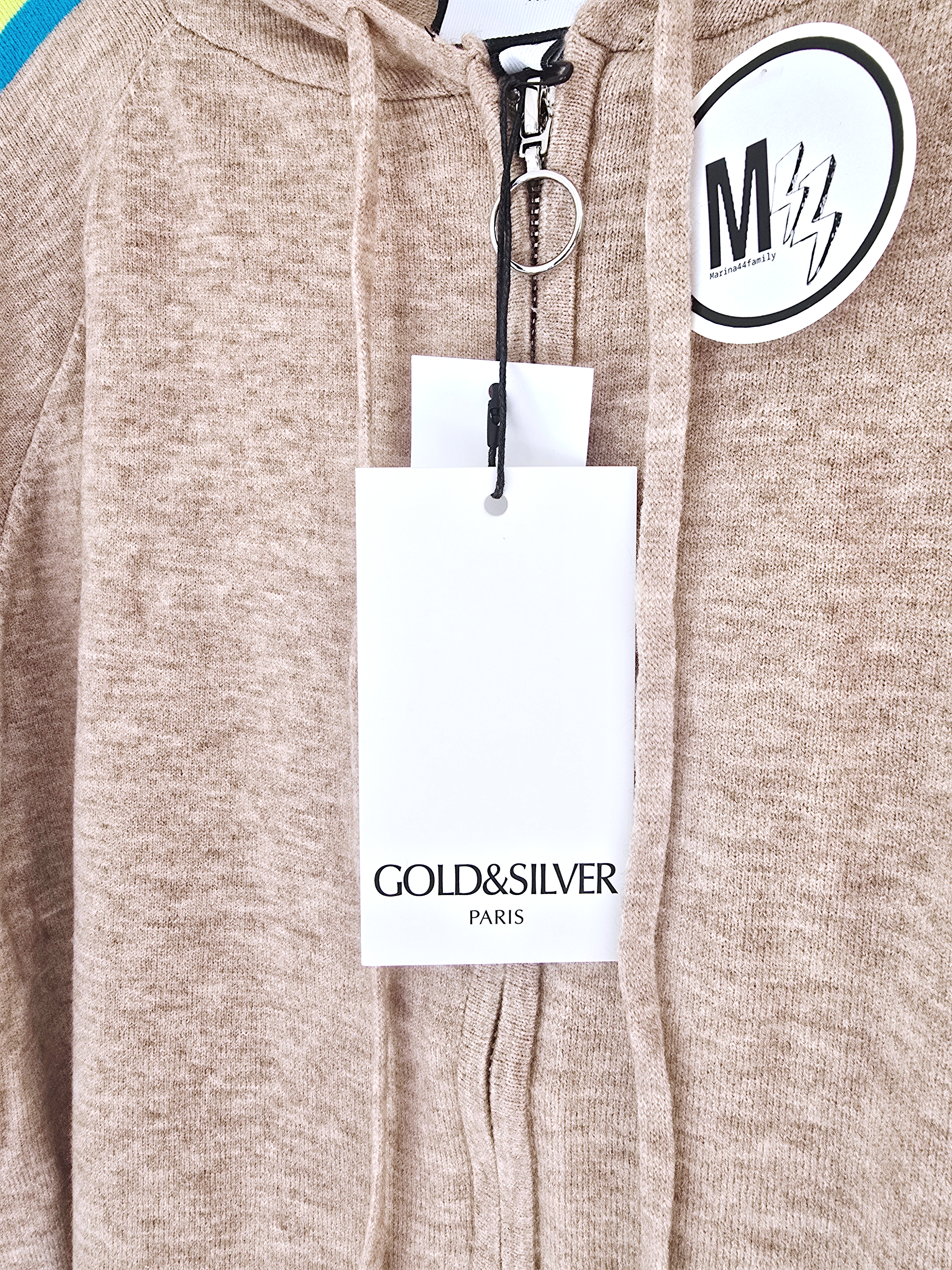 Cardigan à capuche à bandes fluo.