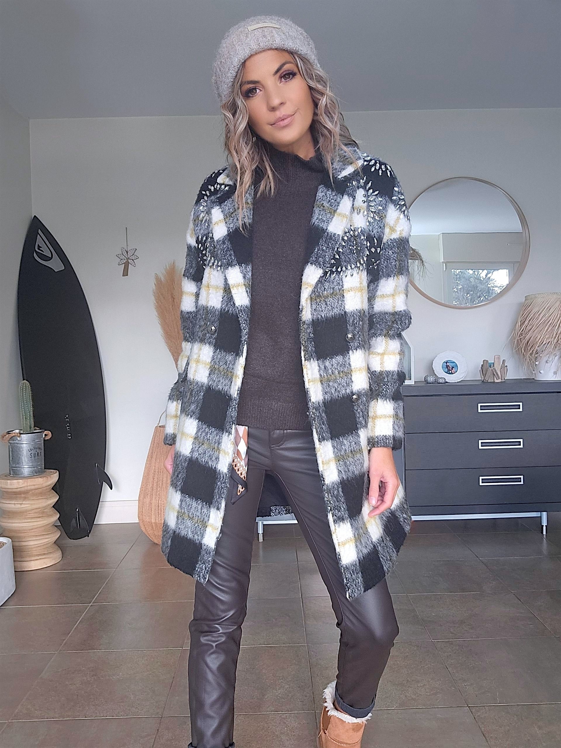 Manteau chaud à carreaux