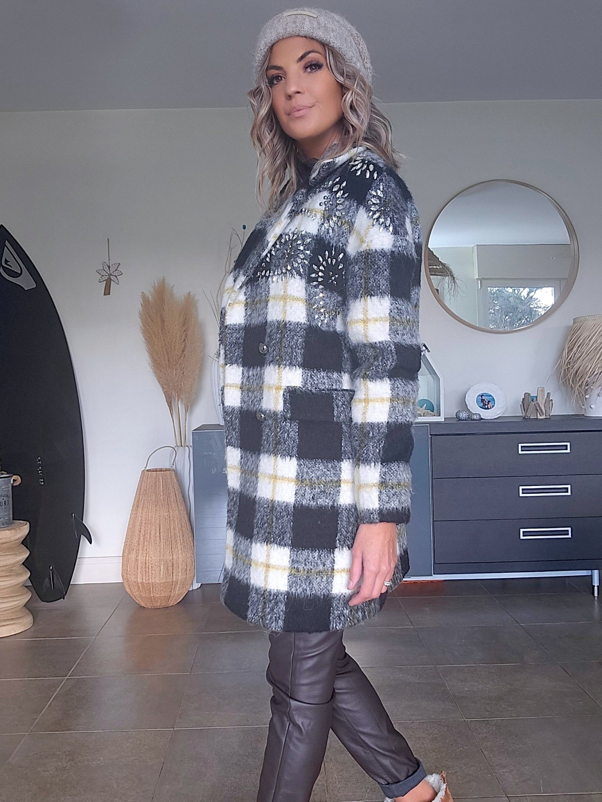 Manteau chaud à carreaux