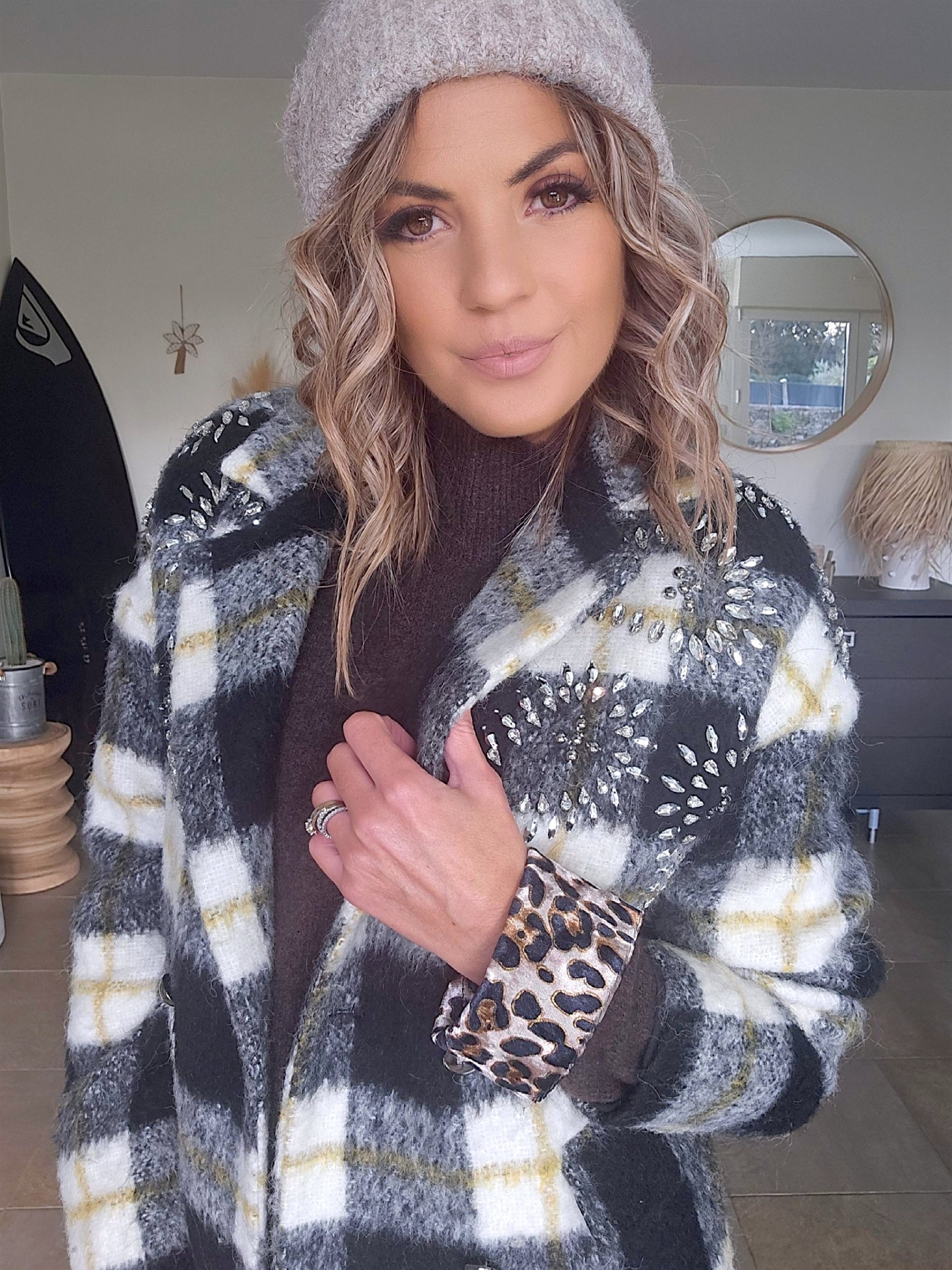 Manteau chaud à carreaux