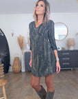 Robe kaki à imprimé léopard