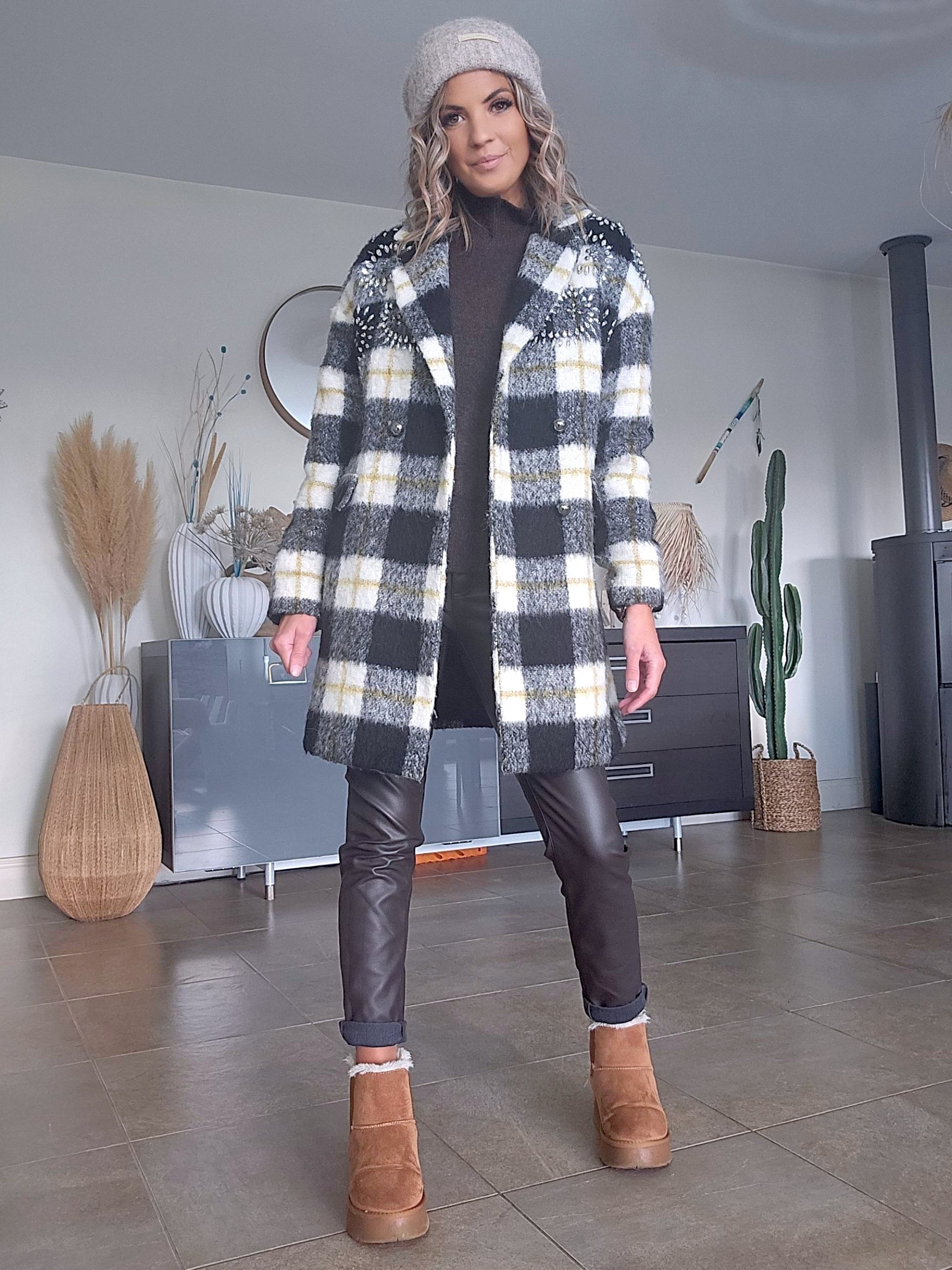 Manteau chaud à carreaux