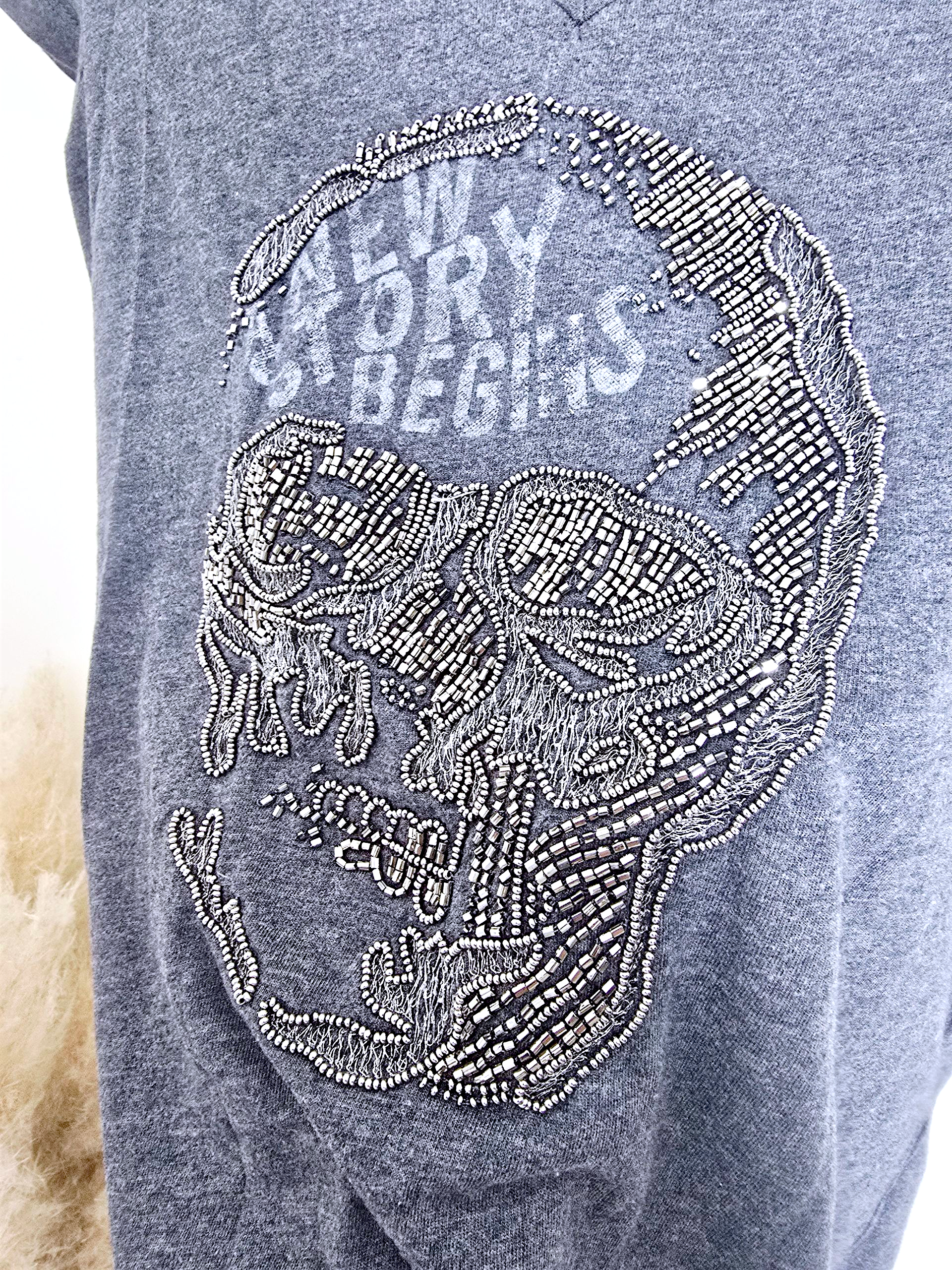 T-shirt skull gris anthracite