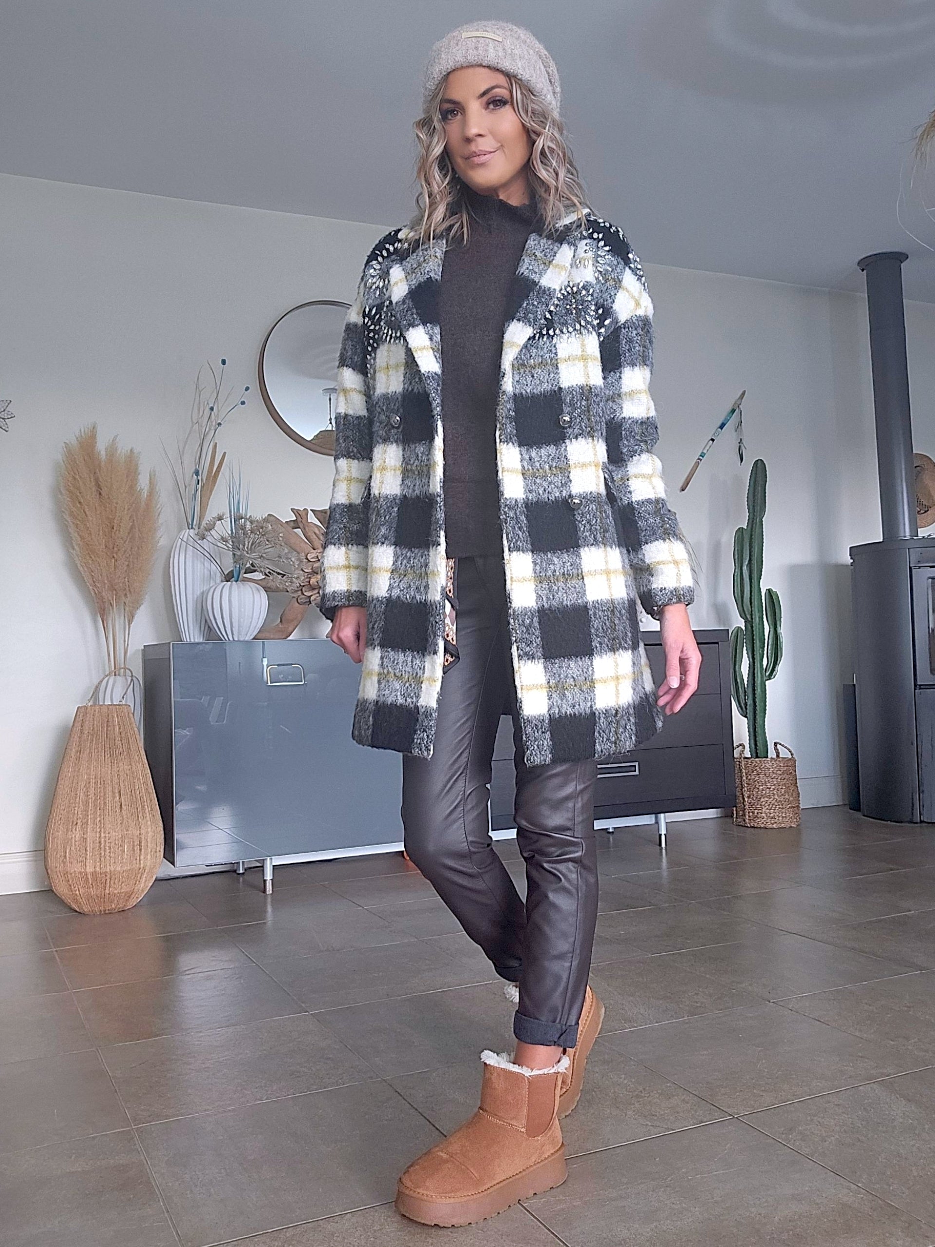 Manteau chaud à carreaux