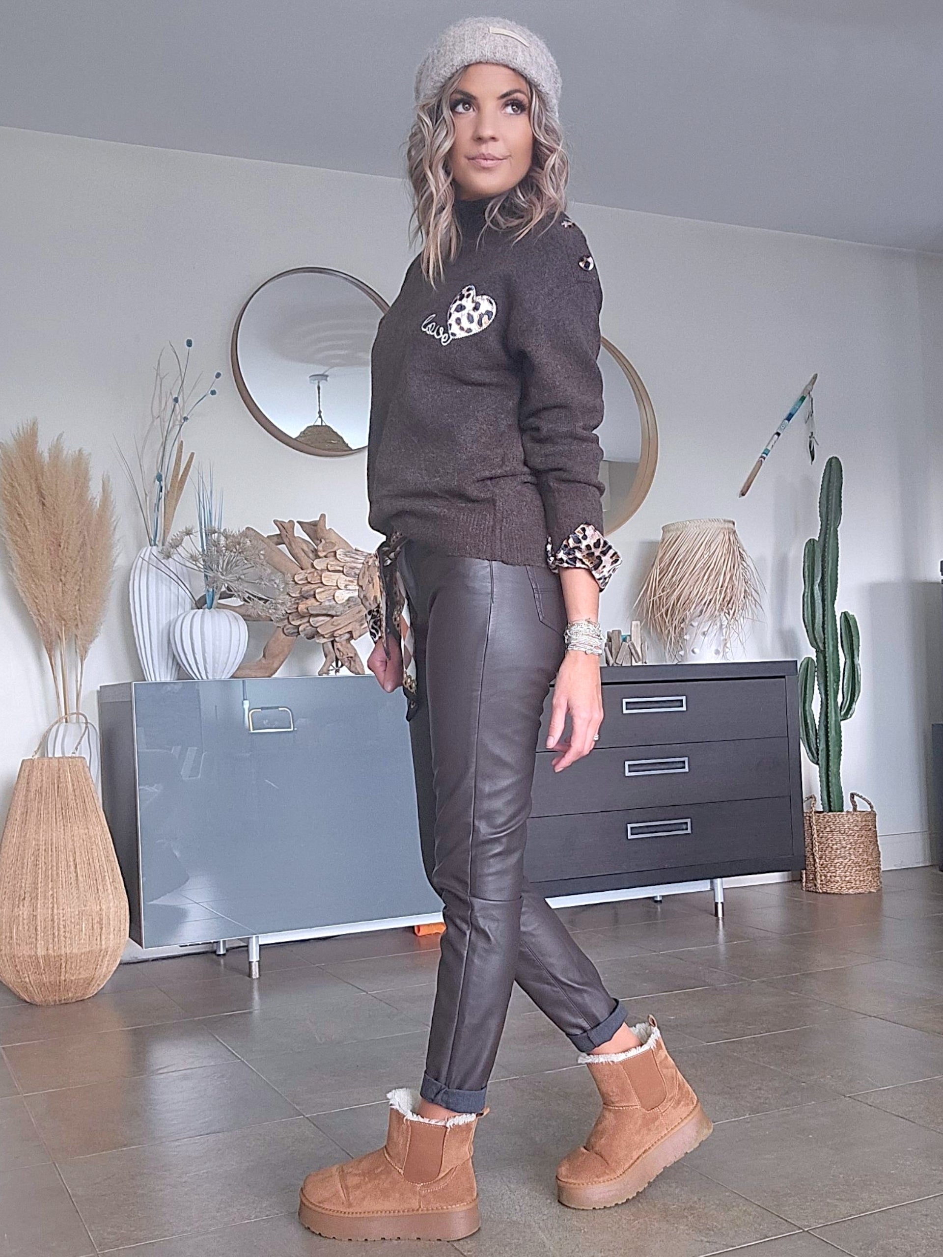 Pull chaud amour léopard