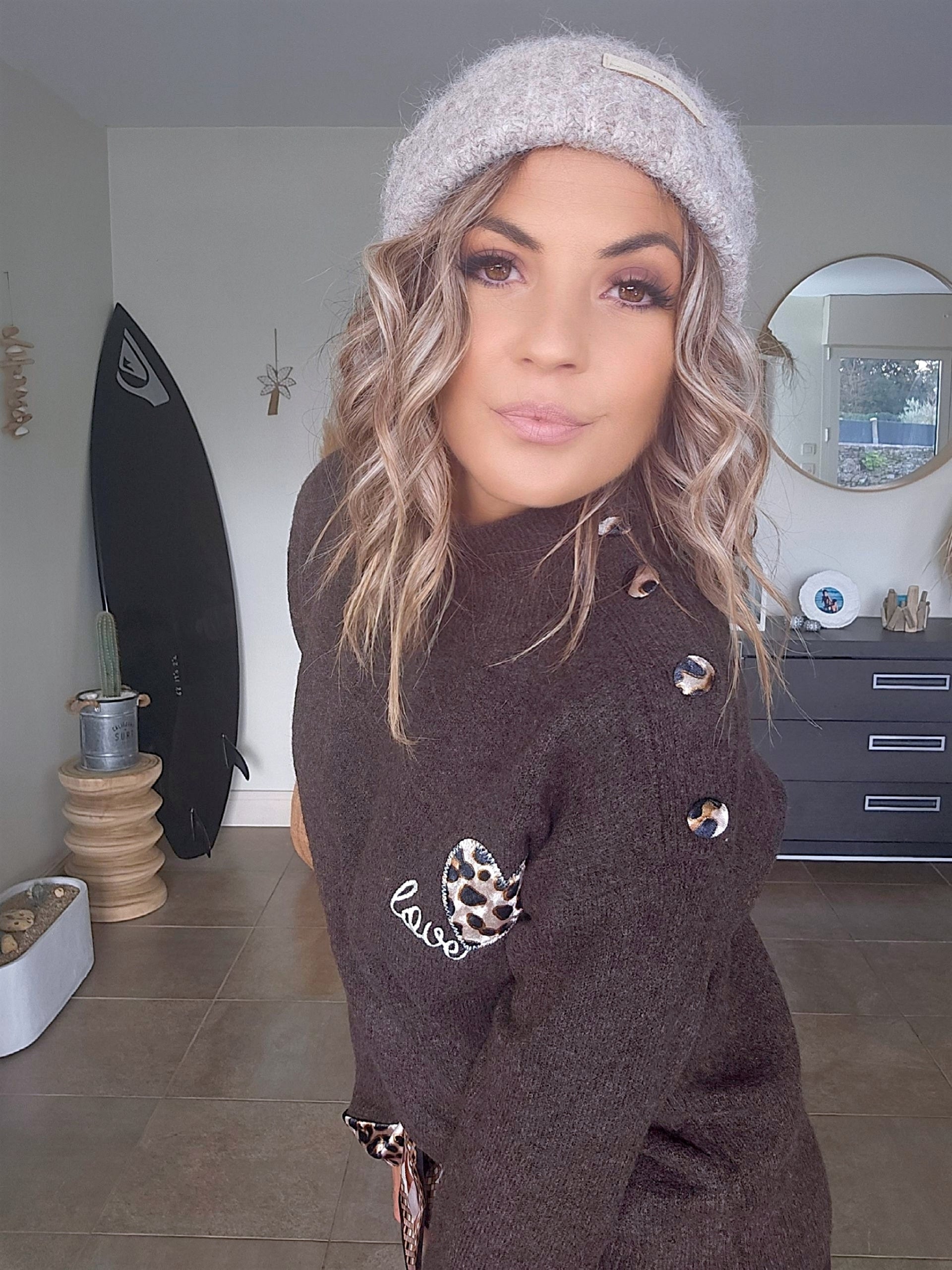 Pull chaud amour léopard