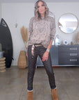 Pull capuche beige marron