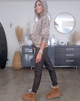 Pull capuche beige marron
