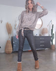 Pull capuche beige marron