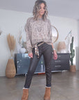 Pull capuche beige marron