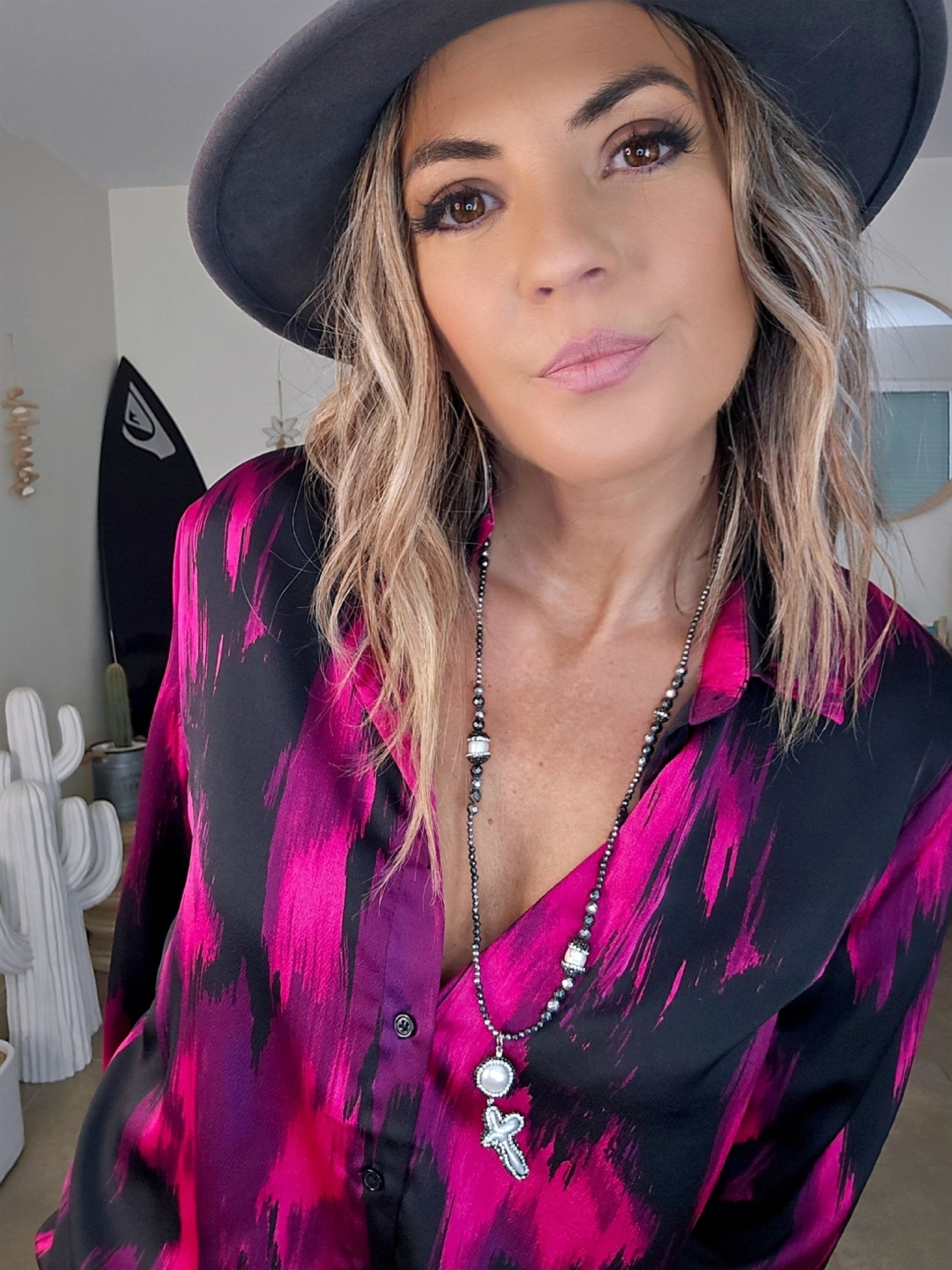 Chemise fluide tie fuchsia