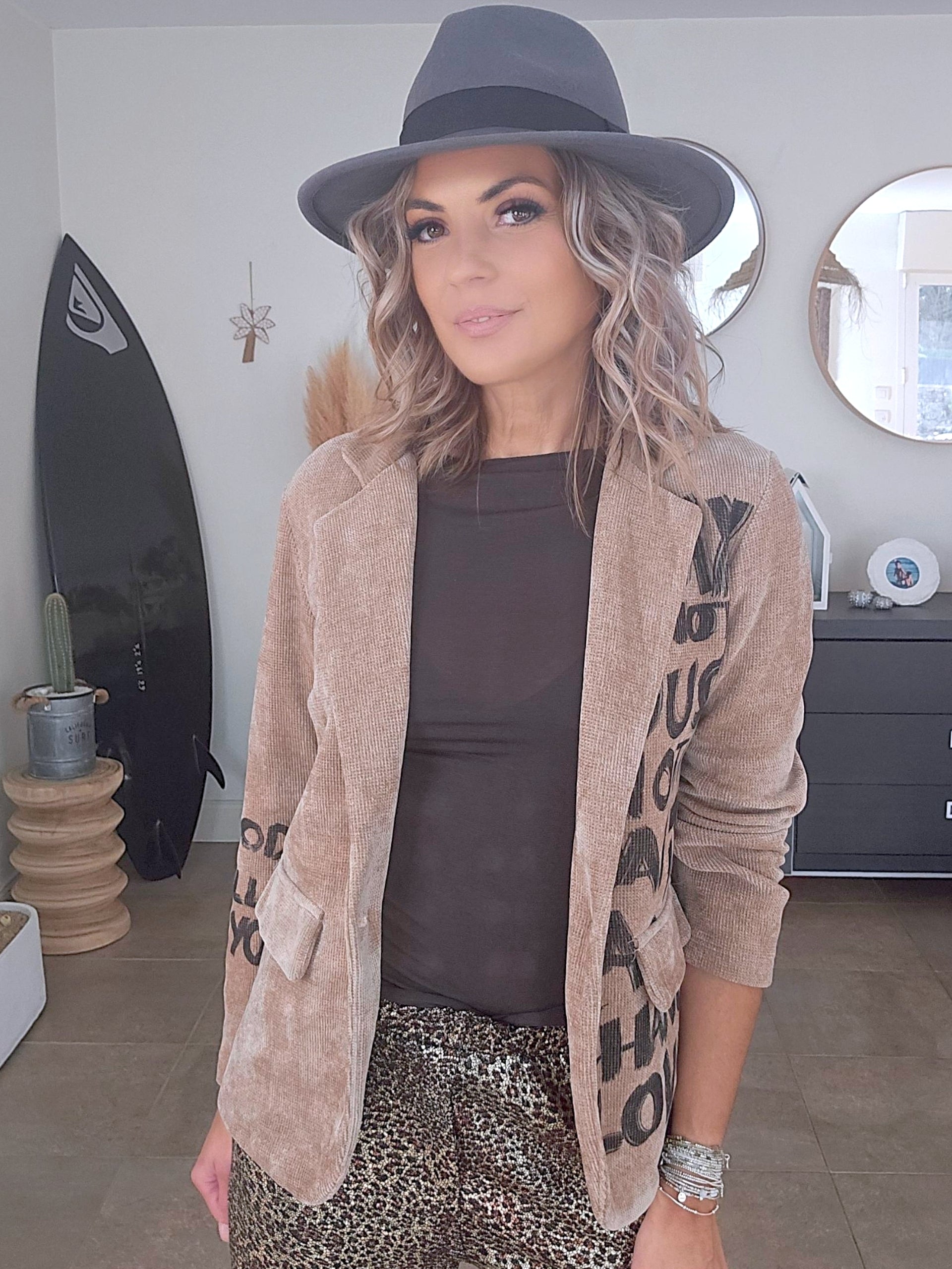 Veste velours ras tags