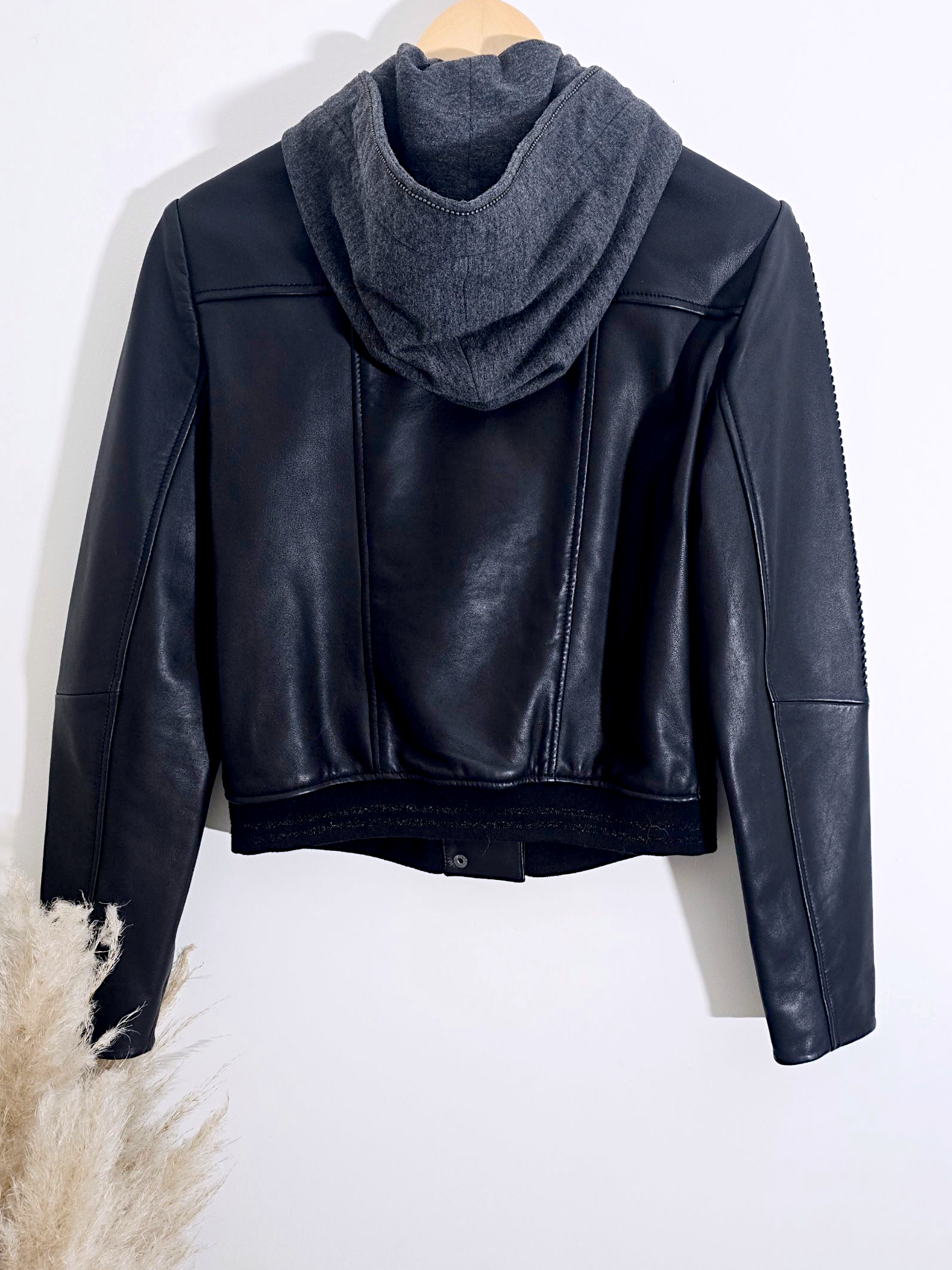 Bombers noir cuir véritable