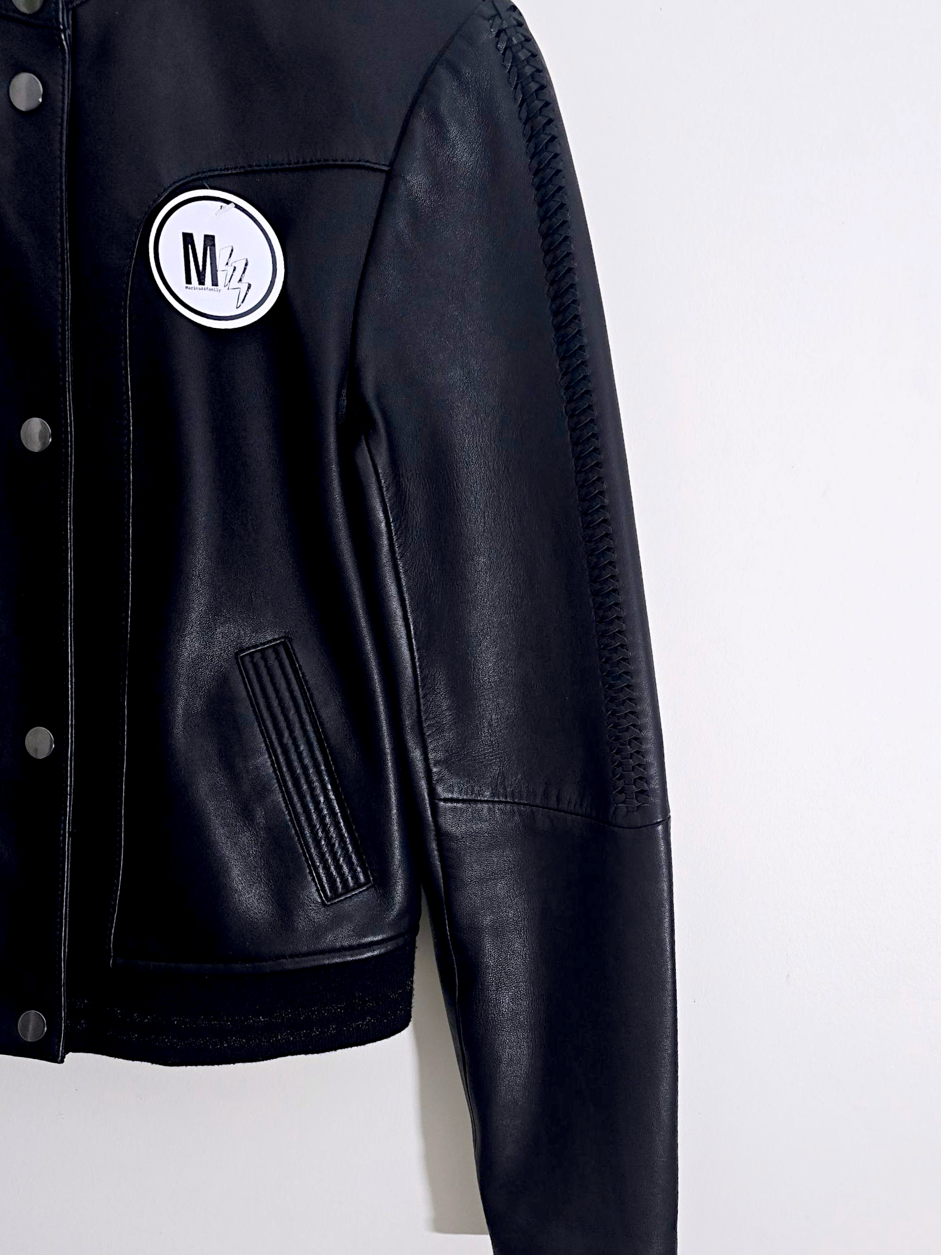 Bombers noir cuir véritable