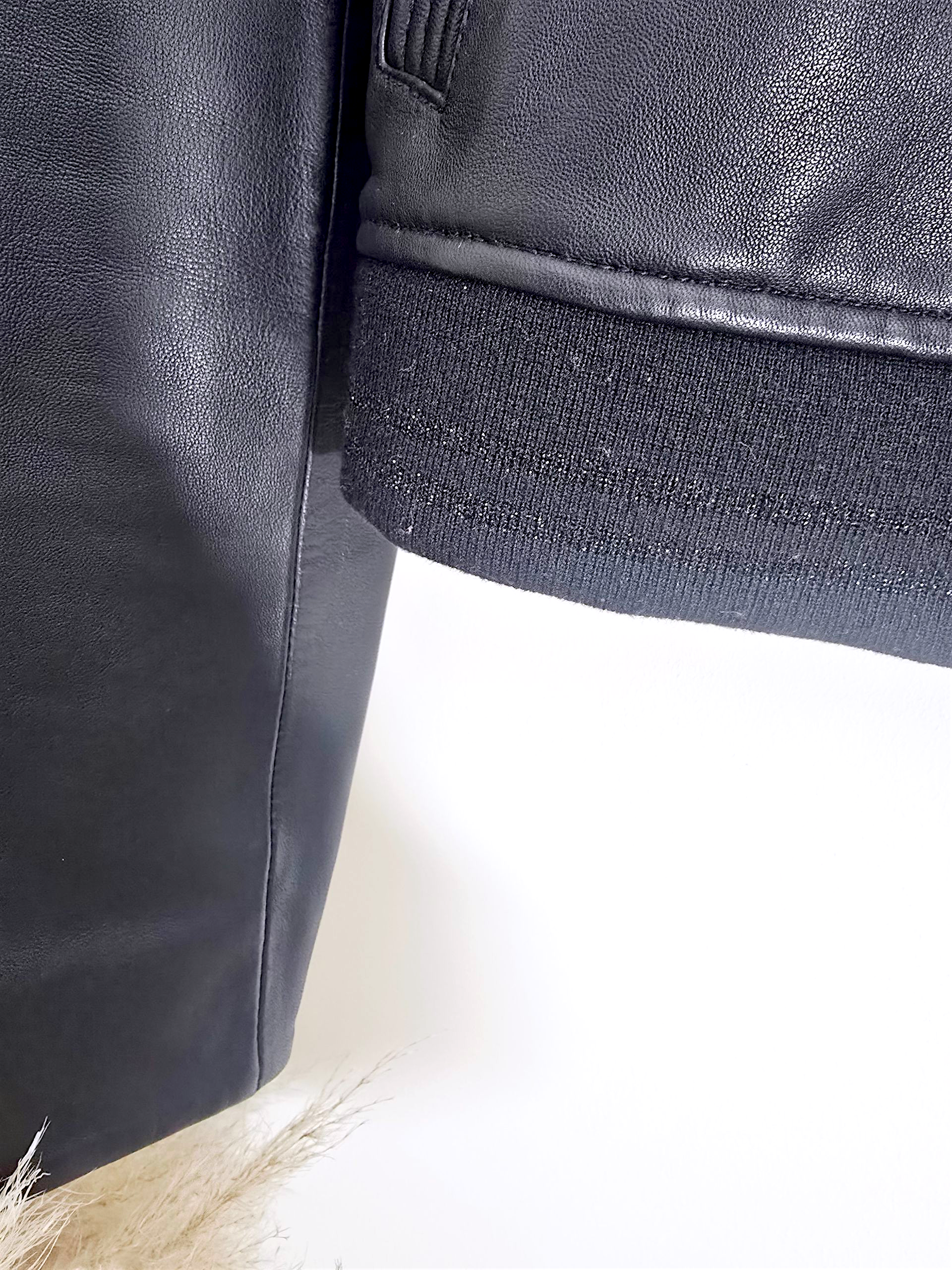 Bombers noir cuir véritable