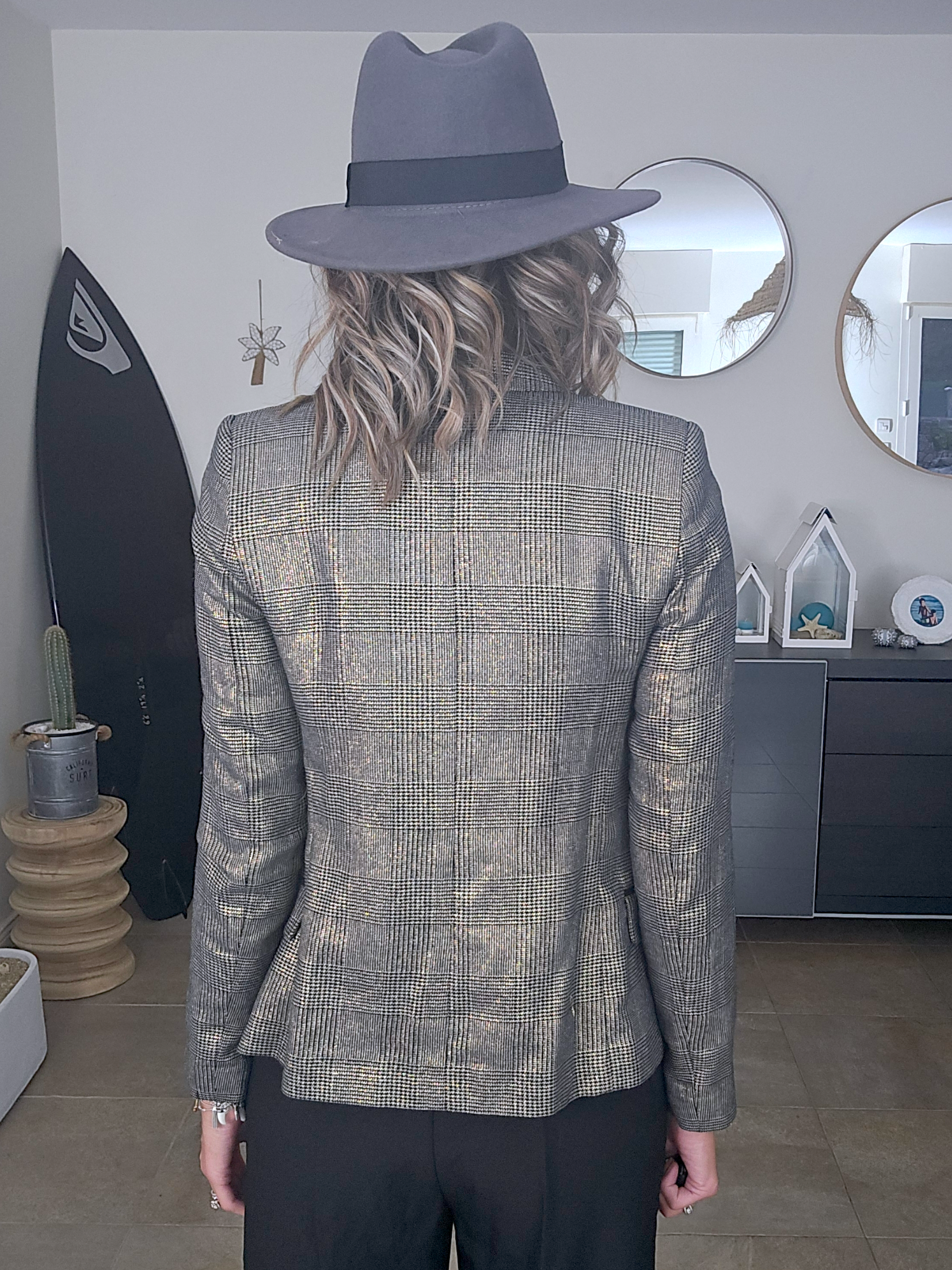 Veste bronze à carreaux noirs