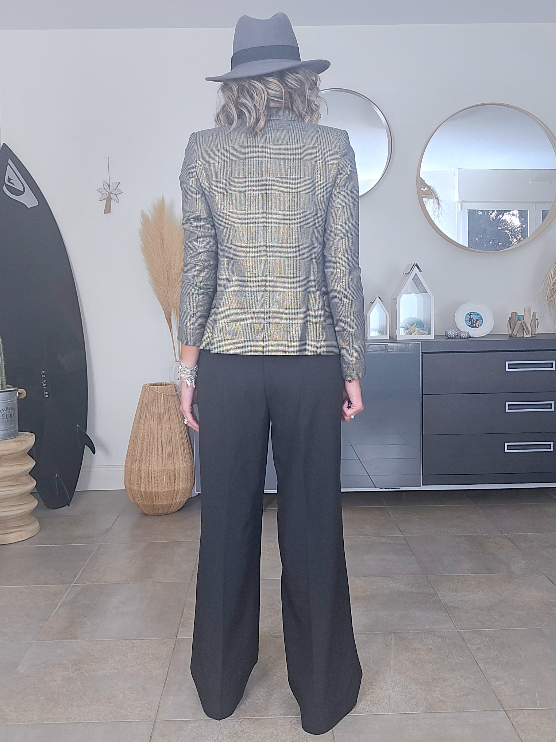 Veste bronze à carreaux noirs