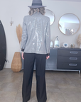 Veste grise à carreaux et sequins - 𝐌𝐚𝐫𝐢𝐧𝐚𝟒𝟒𝐟𝐚𝐦𝐢𝐥𝐲