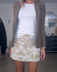 Veste chic beige foncé avec empiècements cuir