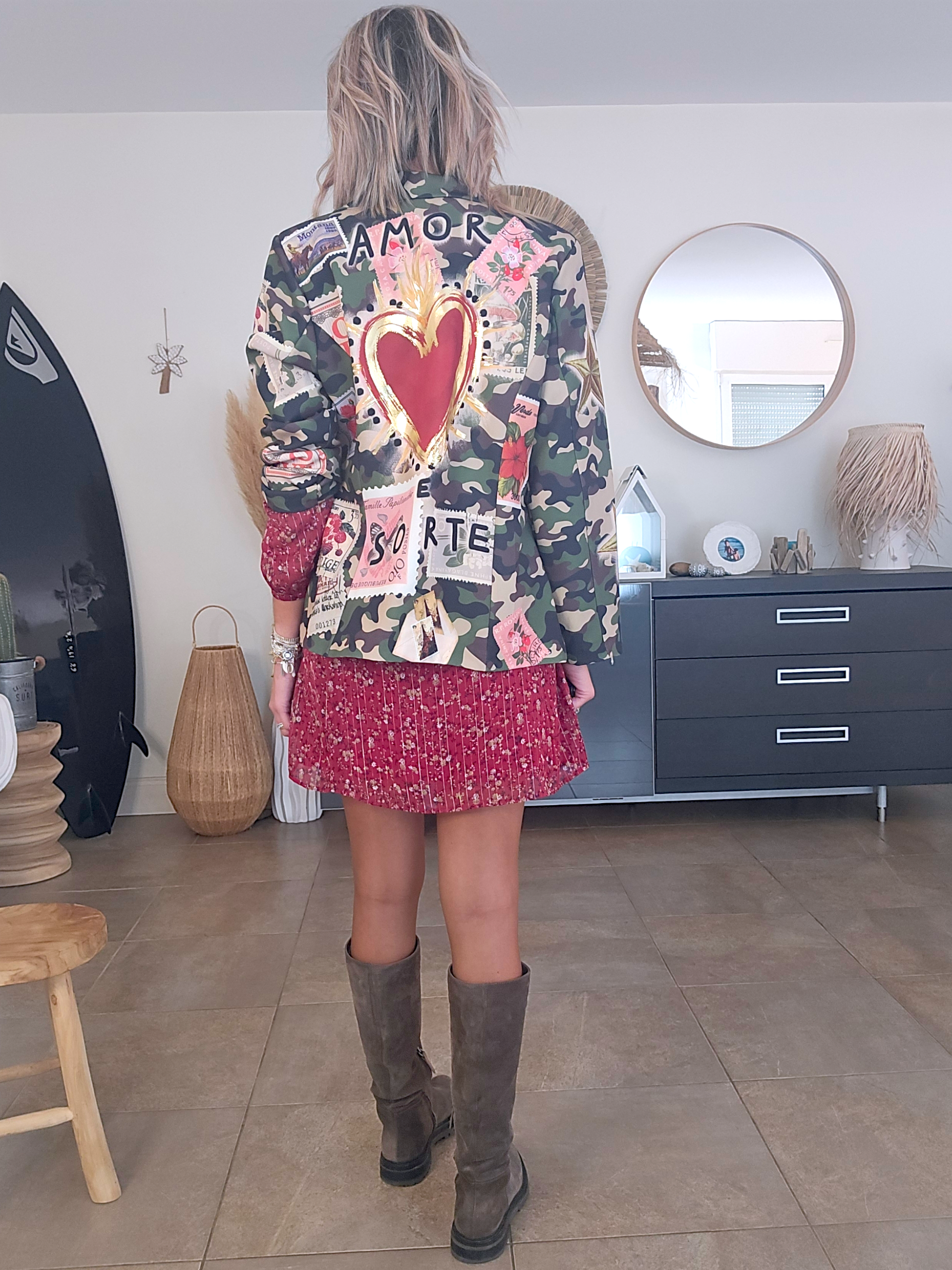 Blazer camouflage à inscriptions - 𝐌𝐚𝐫𝐢𝐧𝐚𝟒𝟒𝐟𝐚𝐦𝐢𝐥𝐲