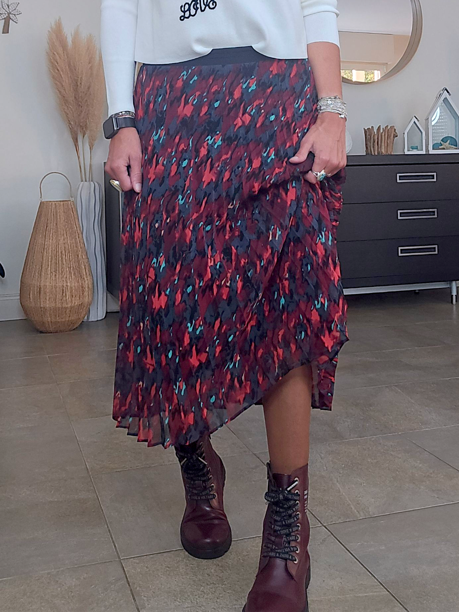 Jupe camouflage bordeaux