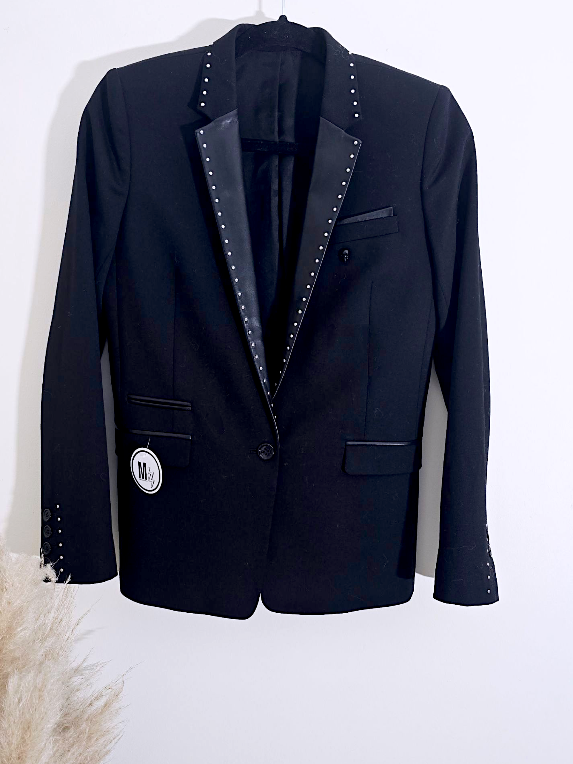 Veste rock-chic laine et cuir