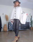 Manteau cape écru chiné