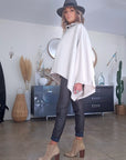 Manteau cape écru chiné