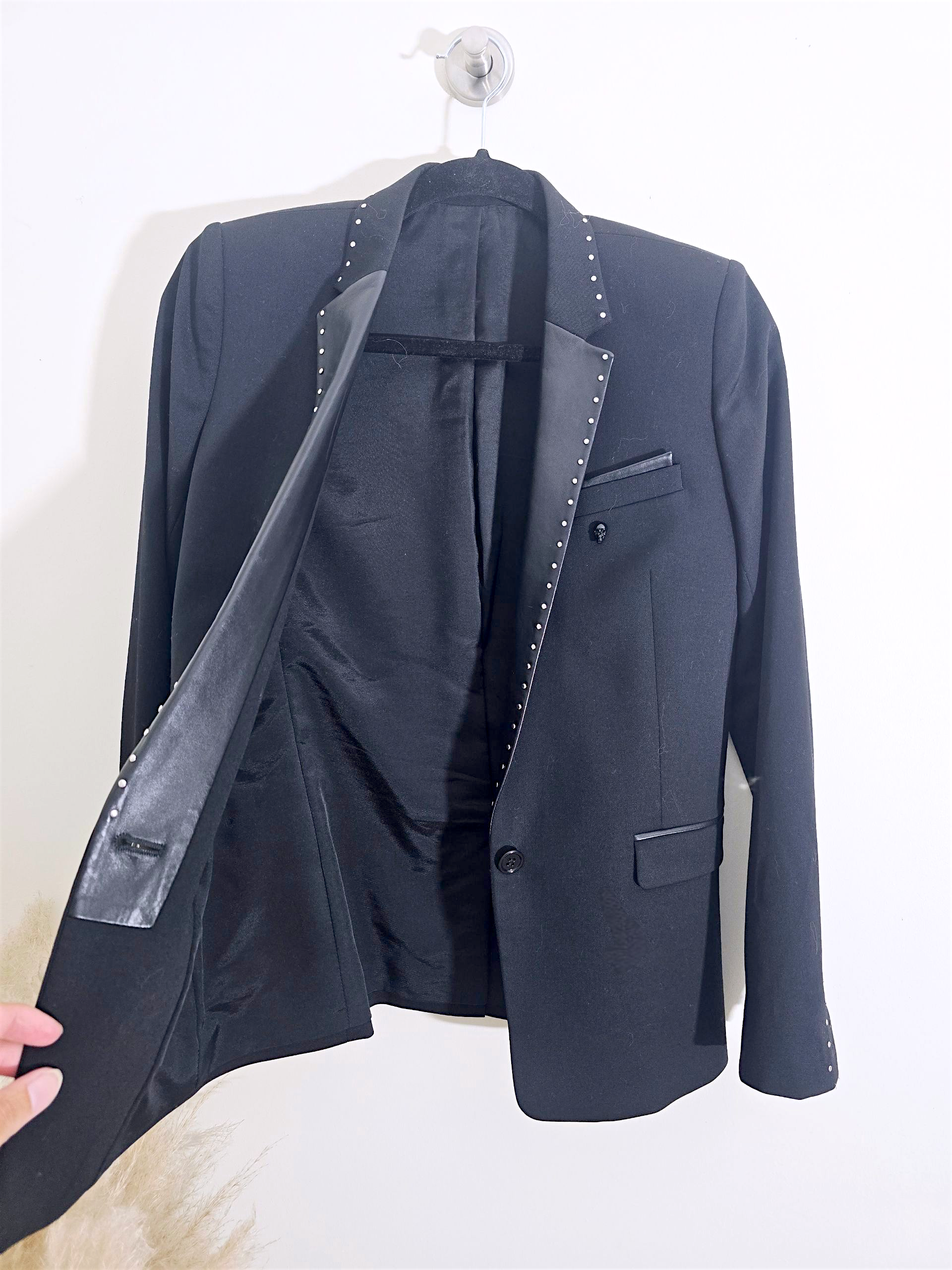 Veste rock-chic laine et cuir