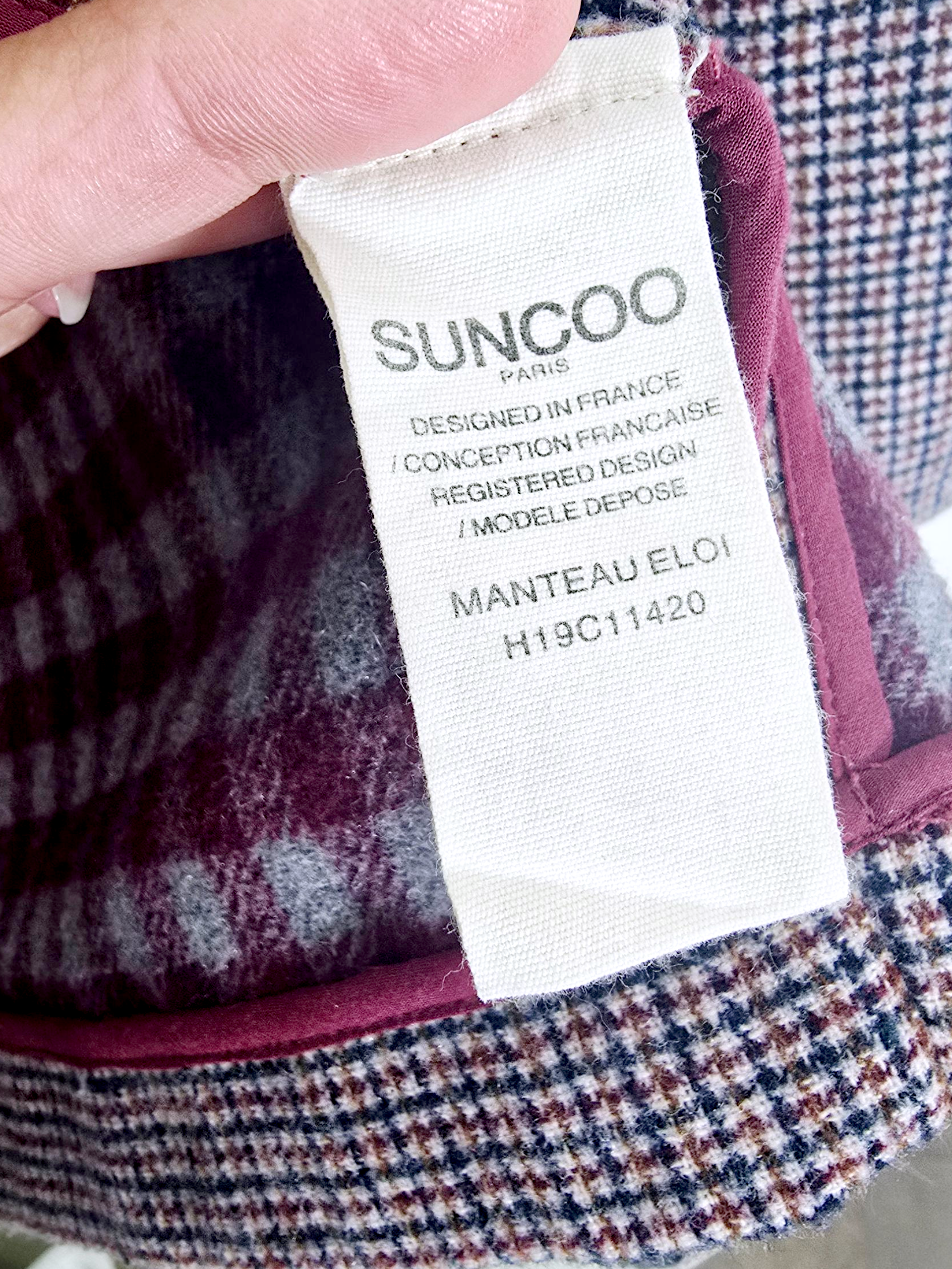 Manteau chaud pied-de-poule