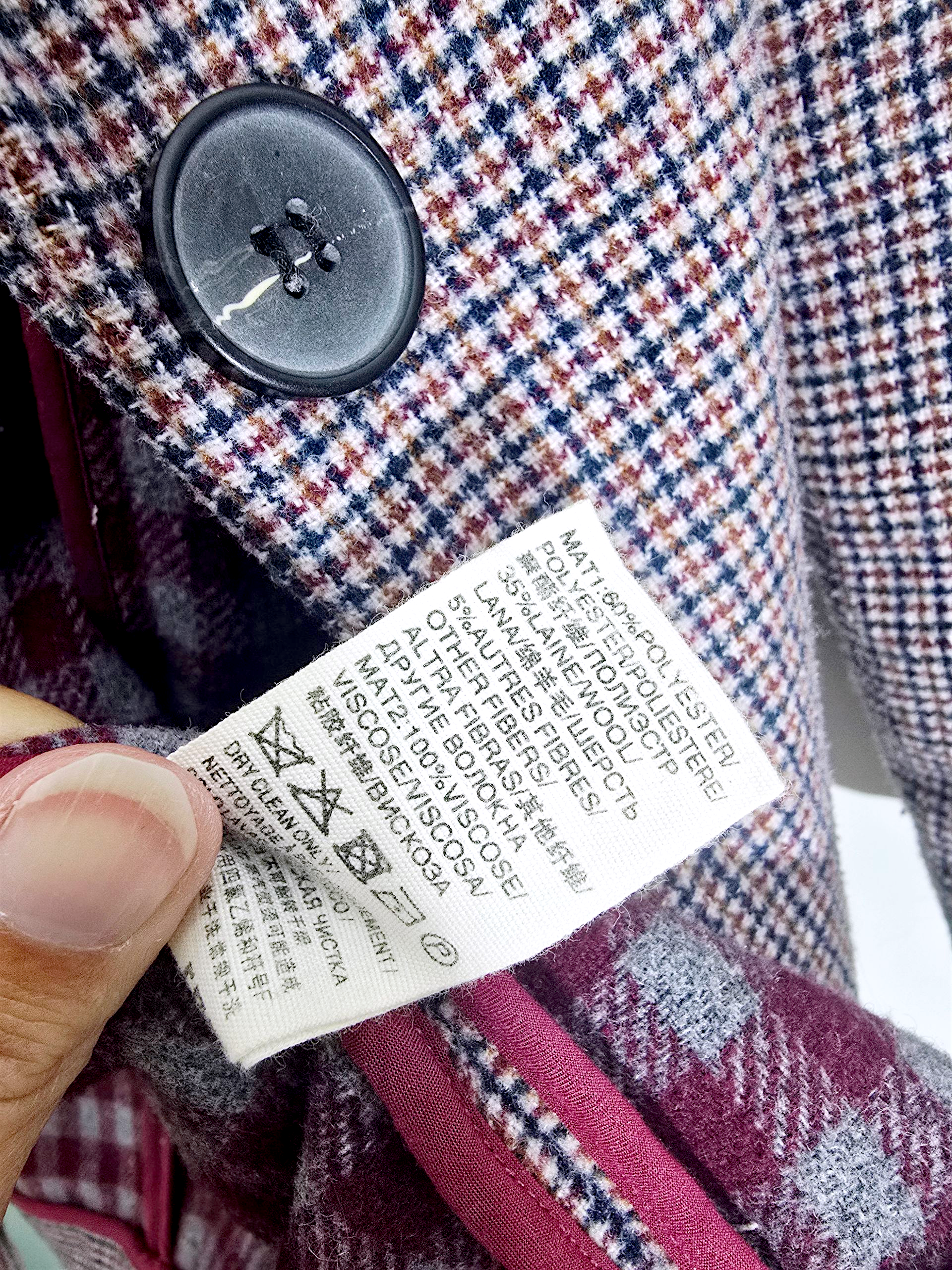 Manteau chaud pied-de-poule