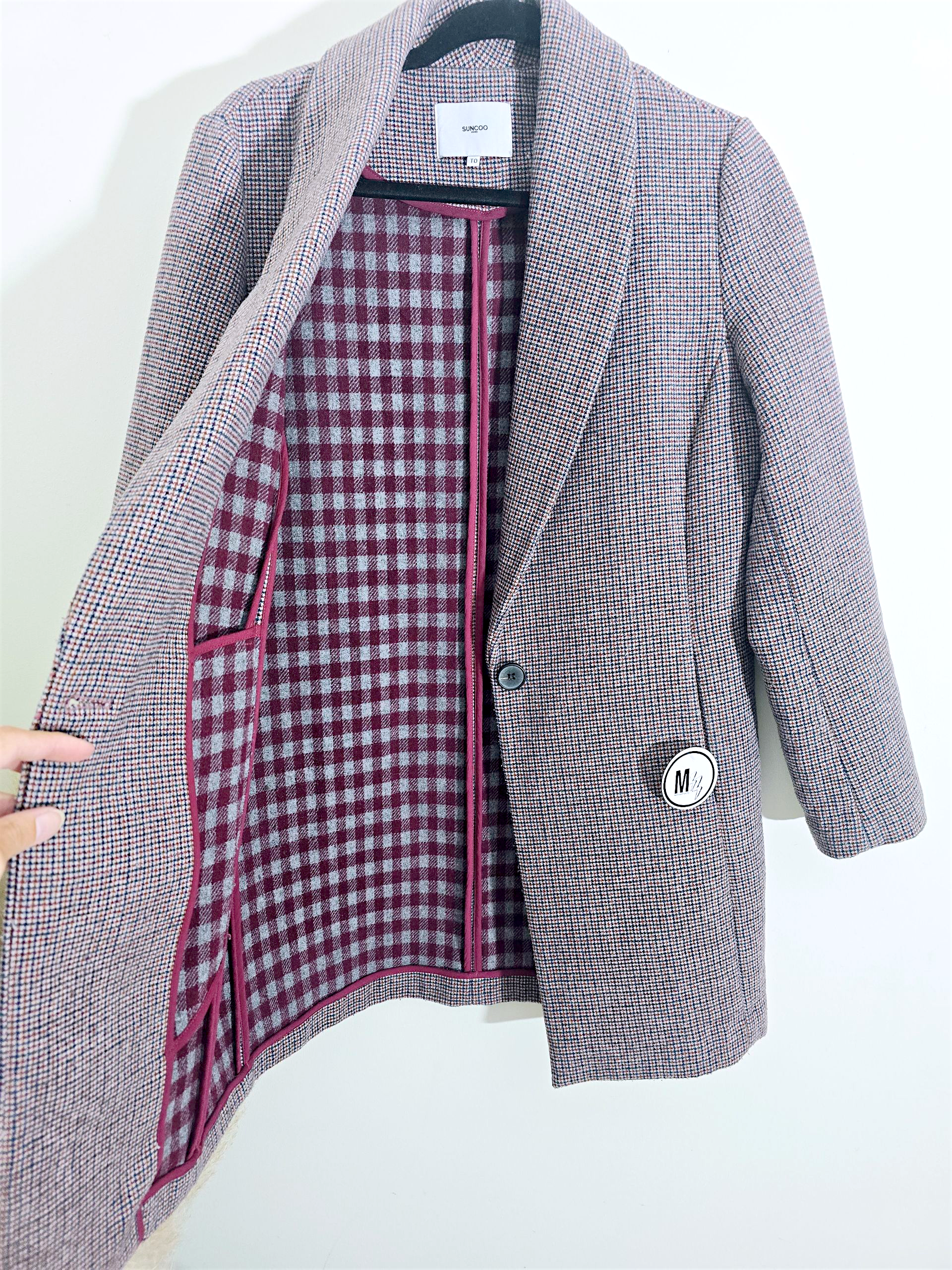 Manteau chaud pied-de-poule