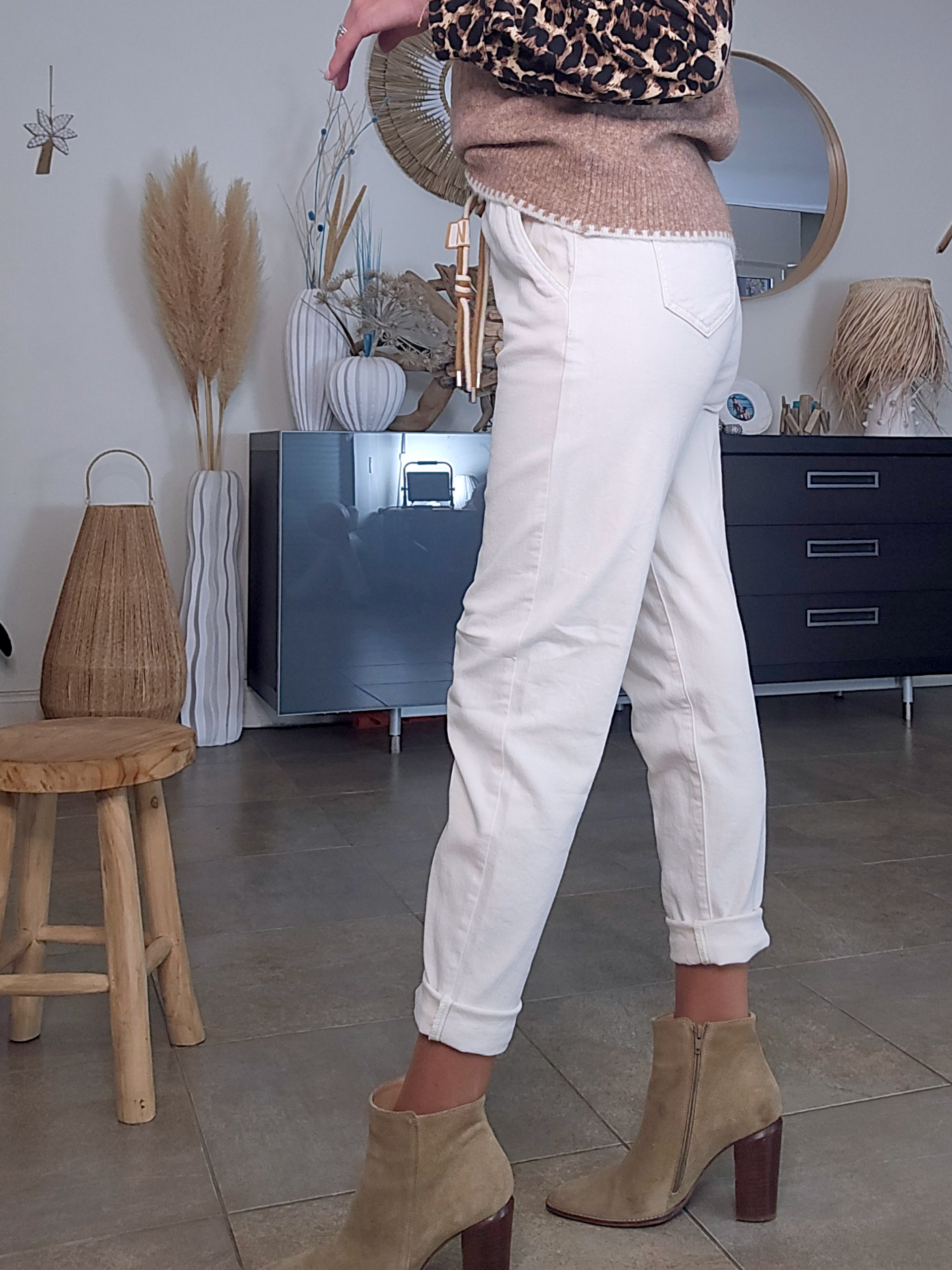 Pantalon jeeging écru