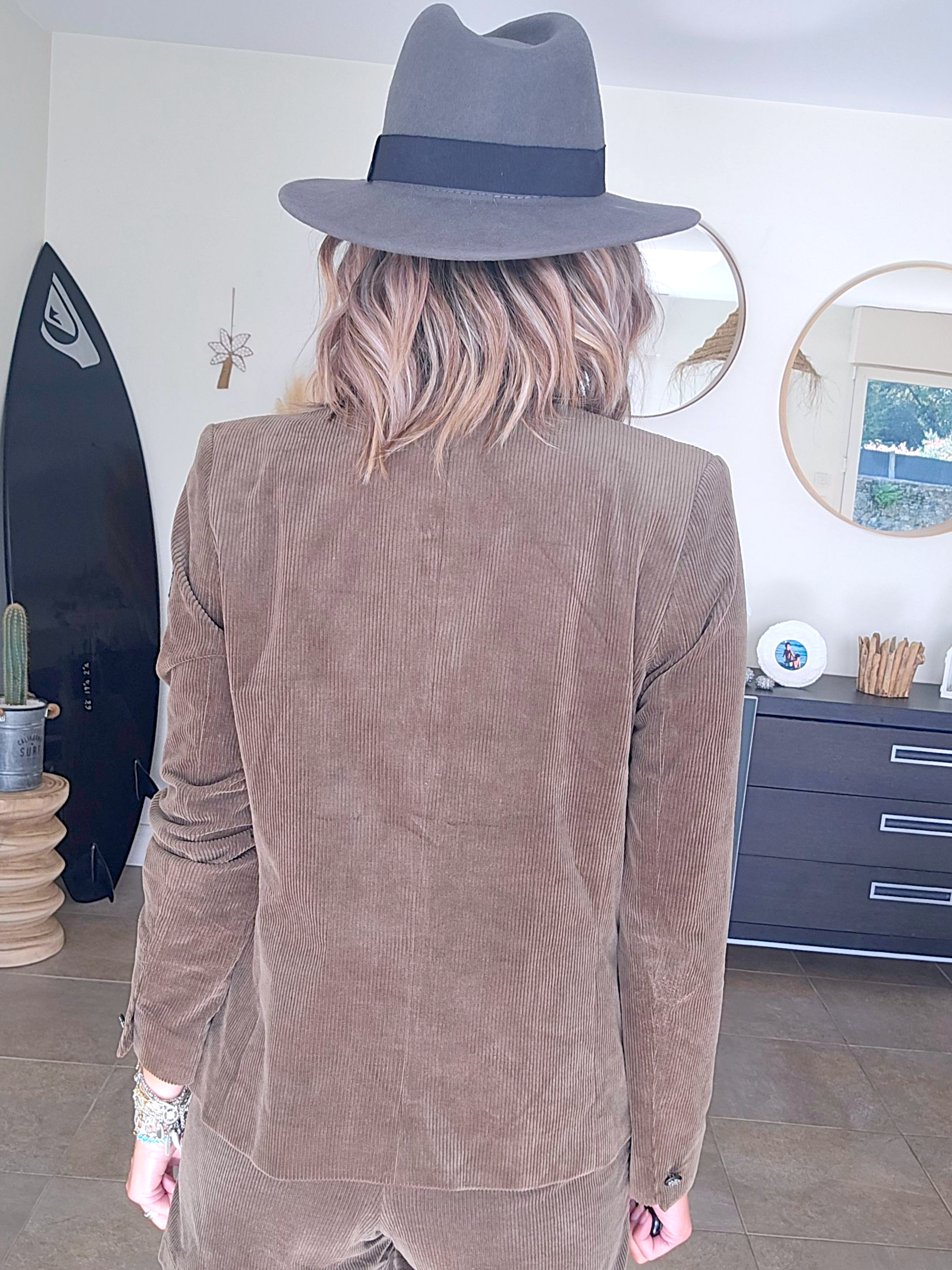 Blazer velours kaki-marron