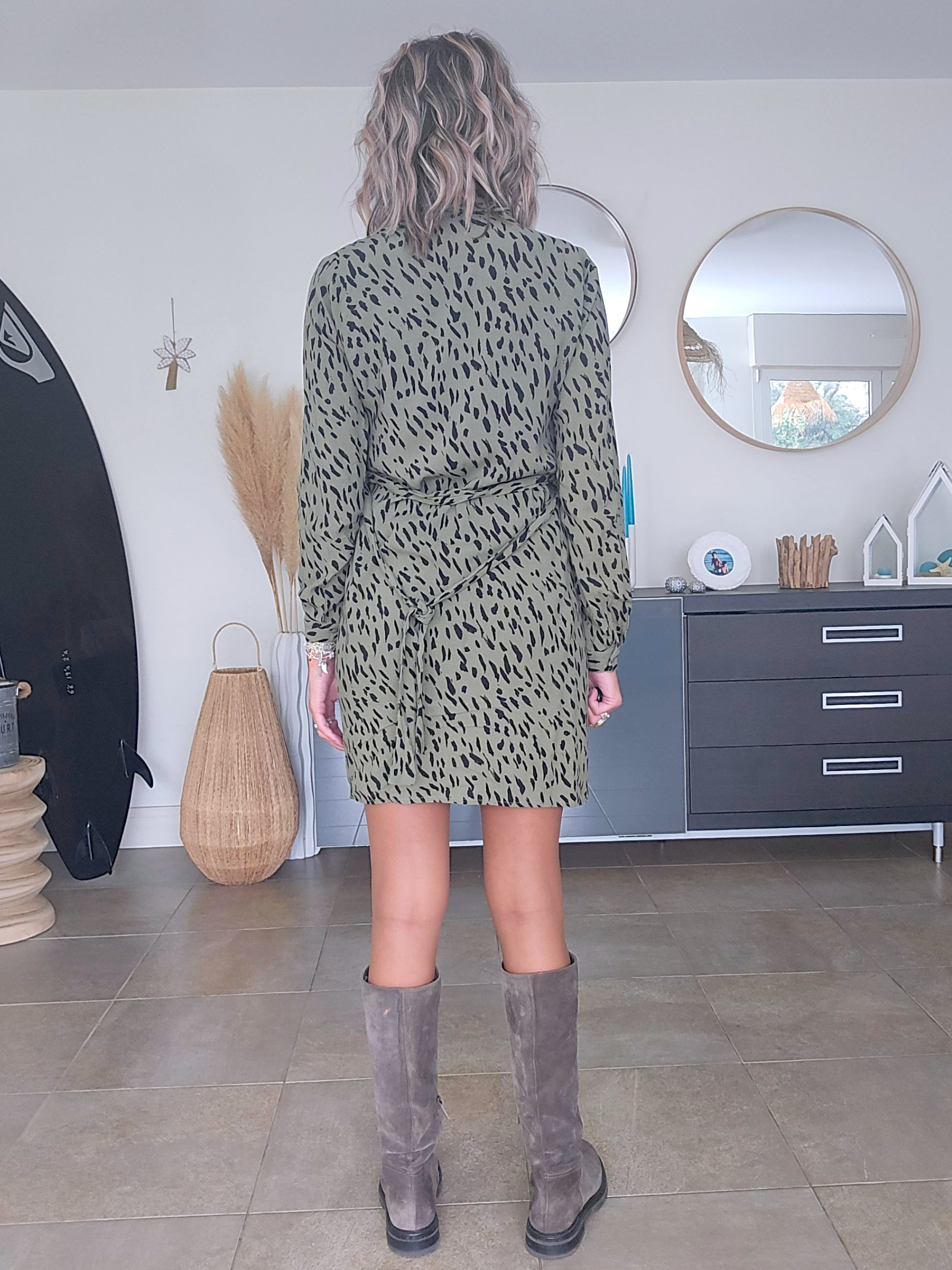 Robe kaki léopard