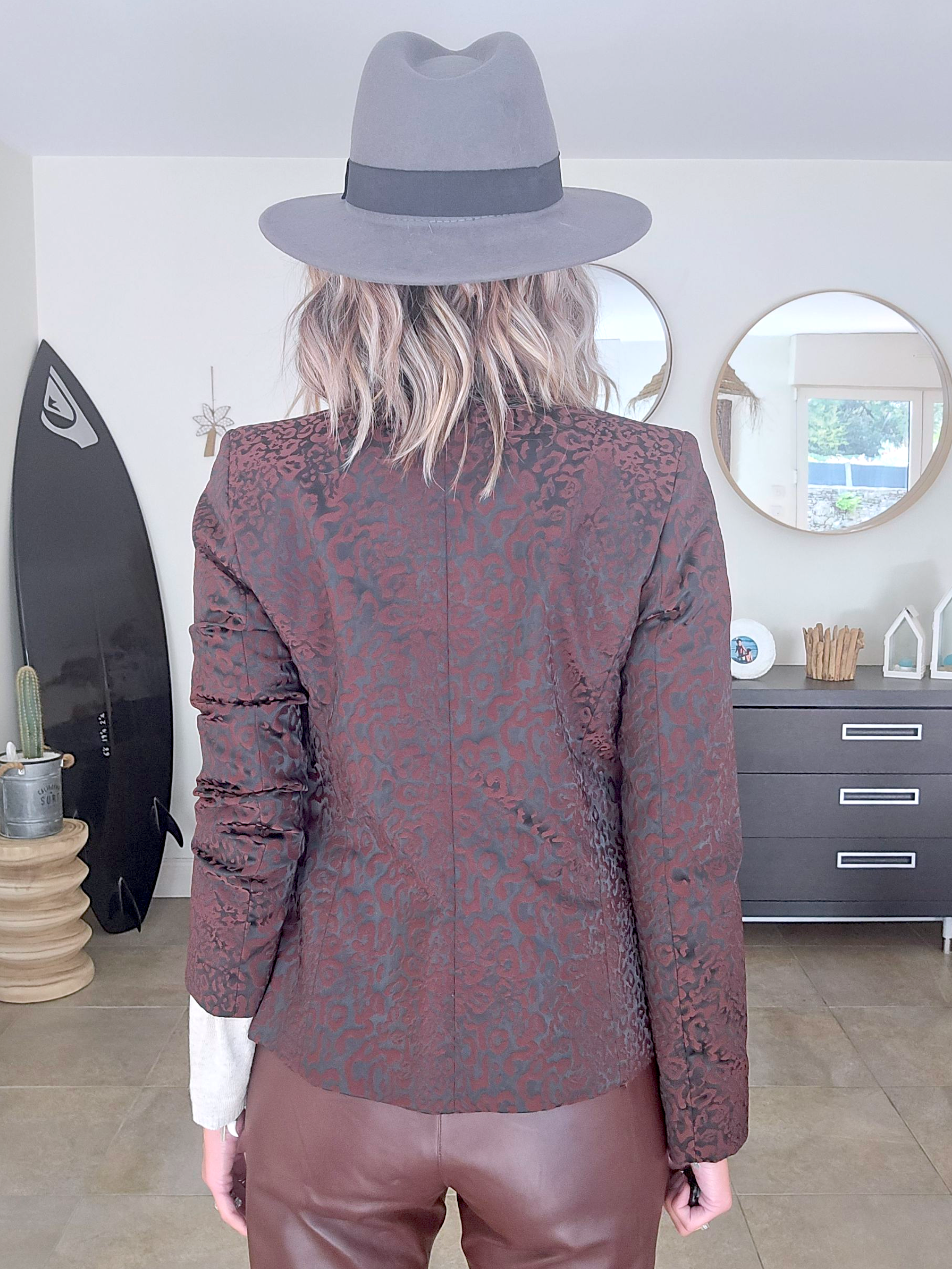 Veste cintrée léo bordeaux