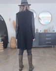 Manteau bouclette & cuir noir