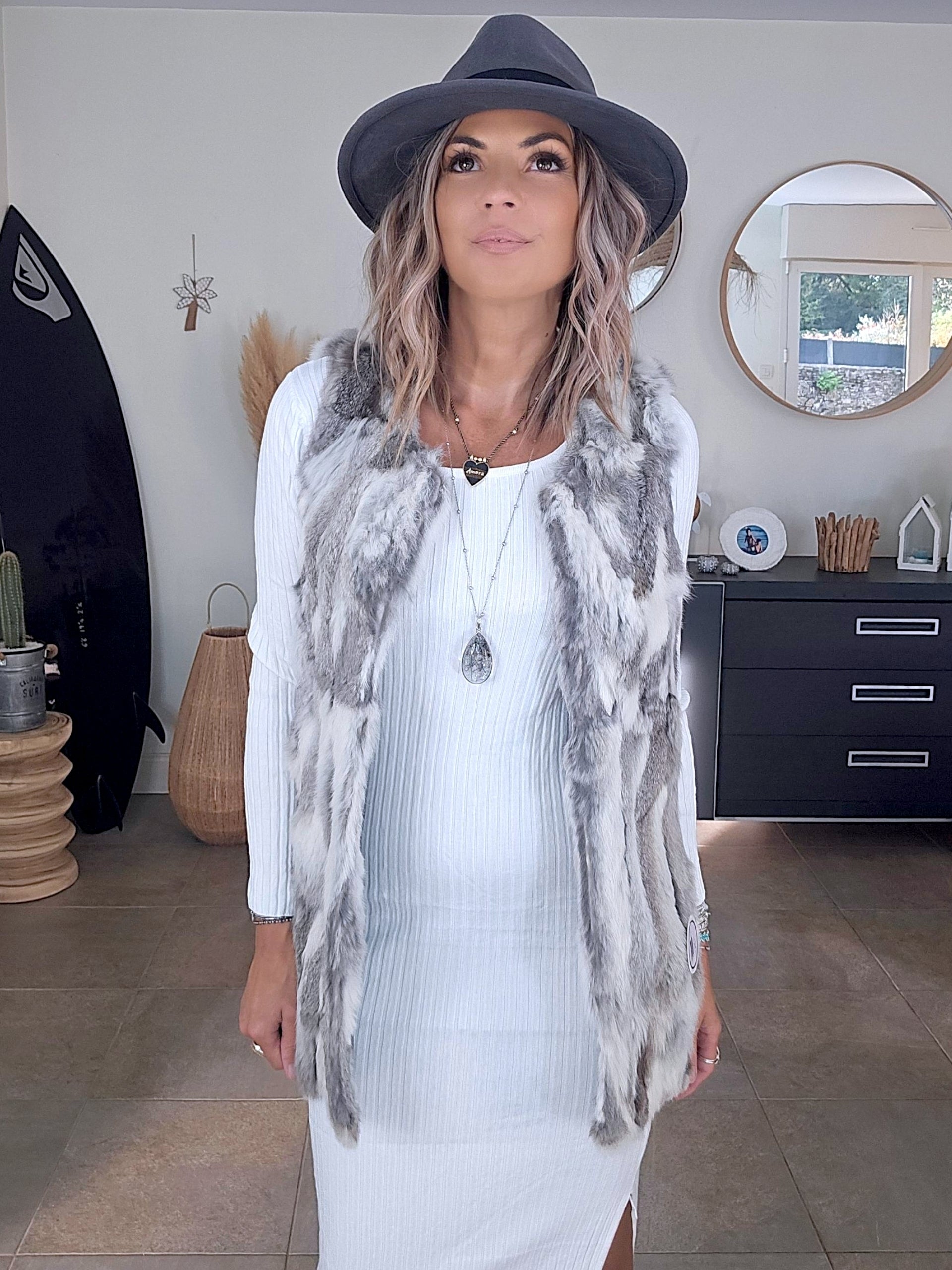 Veste fourrure tie and dye