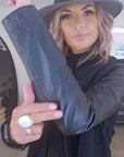 Manteau bouclette & cuir noir