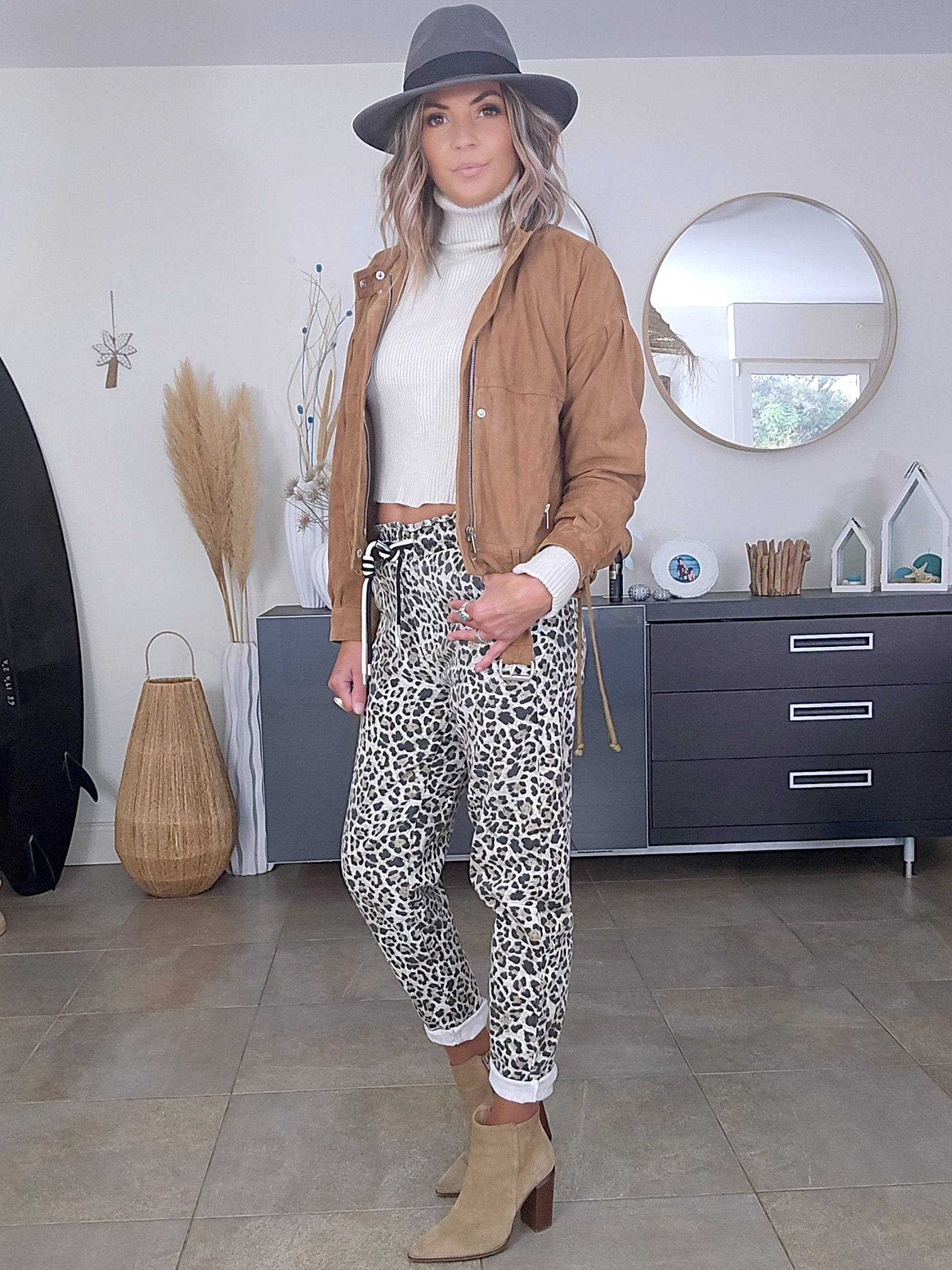 Blouson 100% cuir daim tabac