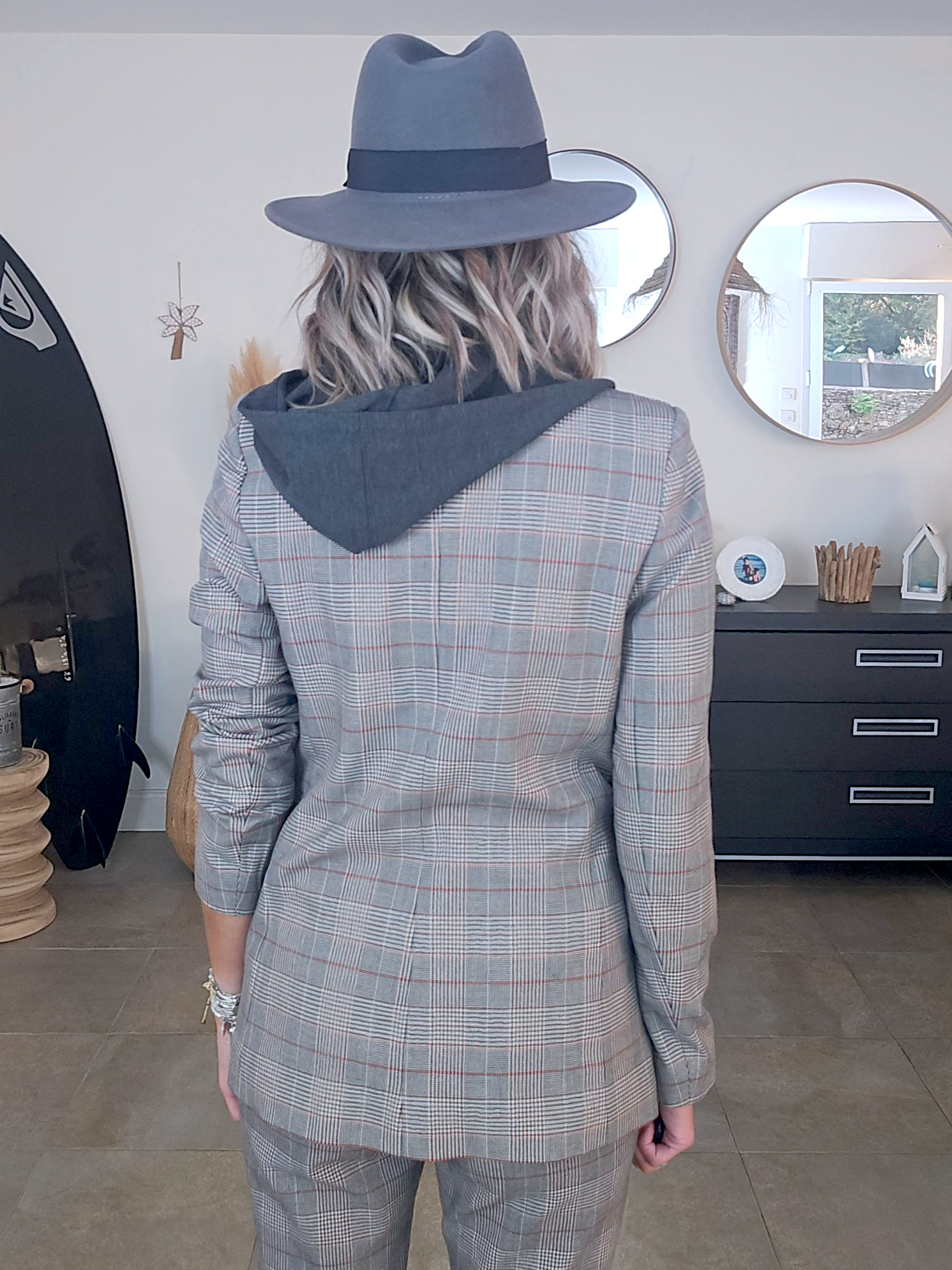 Veste carreaux à capuche