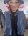 Manteau bouclette & cuir noir