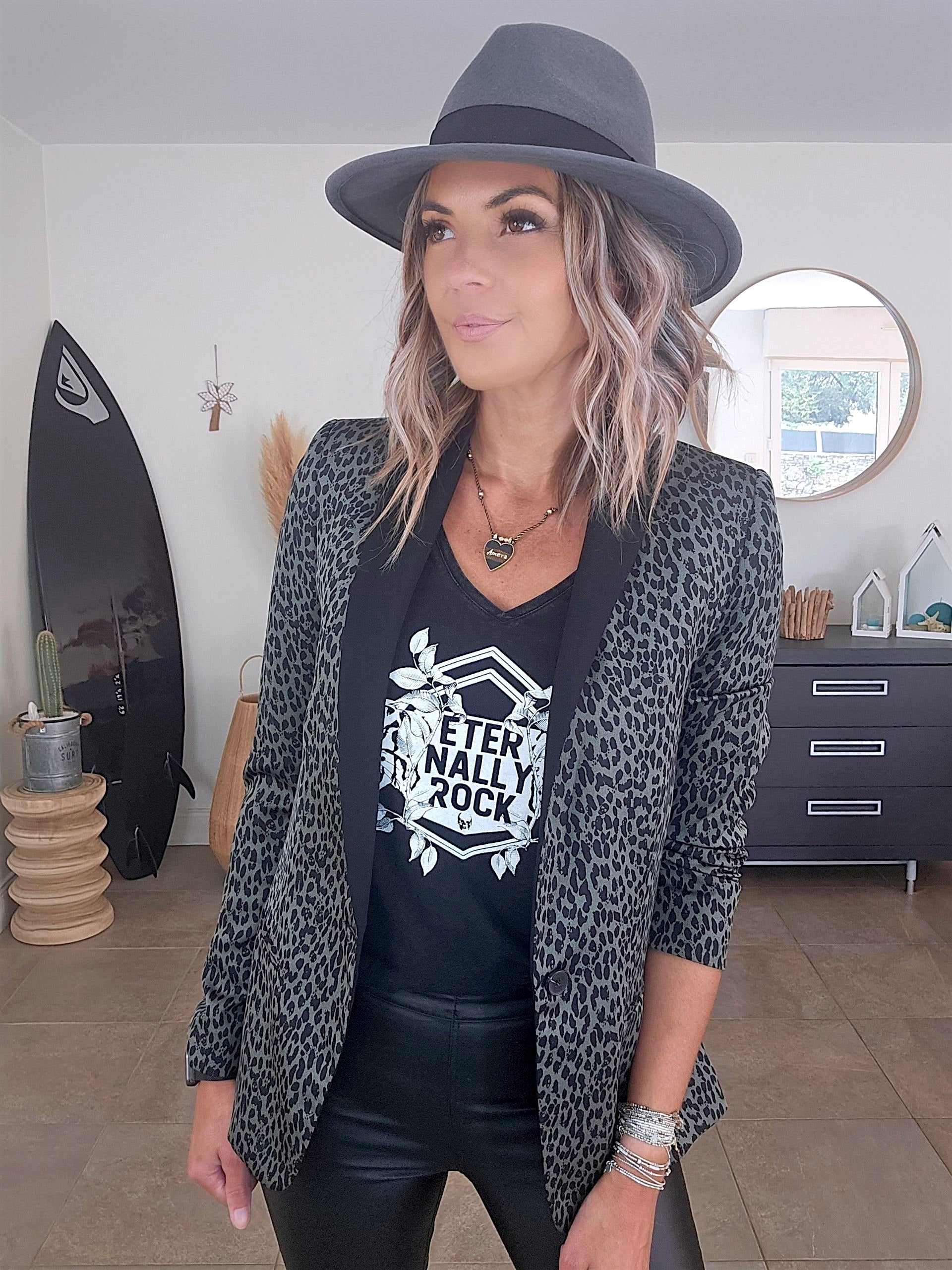 Veste léo kaki-gris