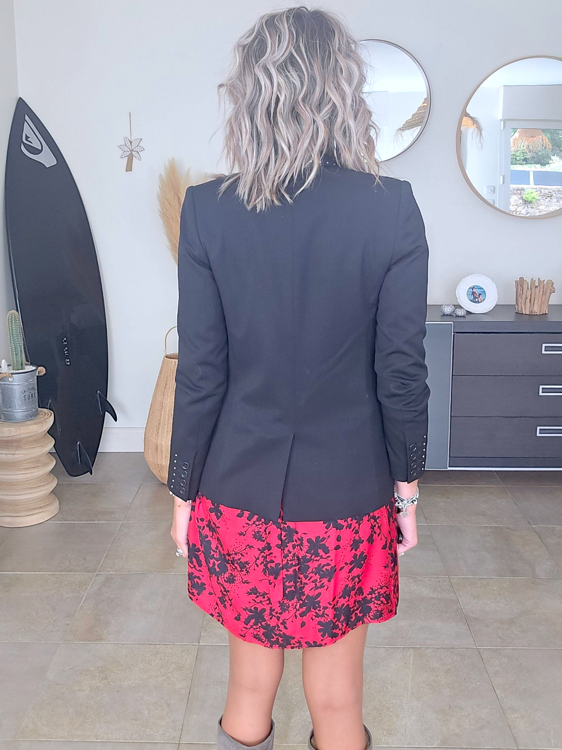 Veste rock-chic laine et cuir