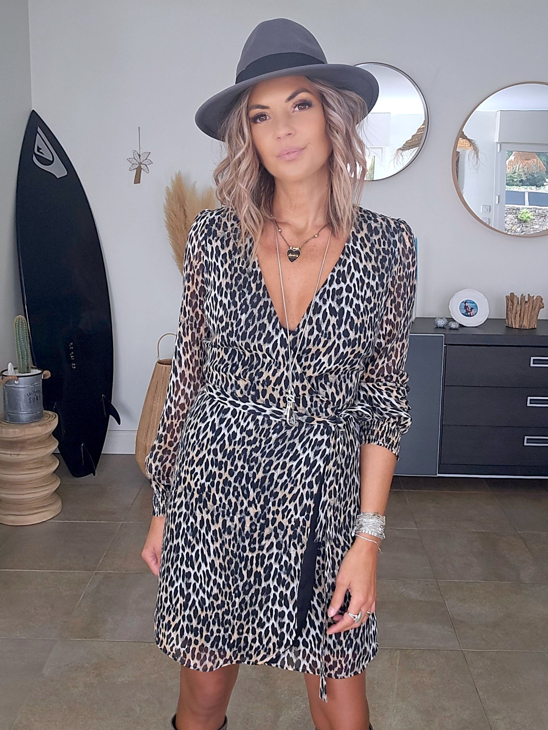 Robe portefeuille léopard