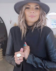 Manteau bouclette & cuir noir