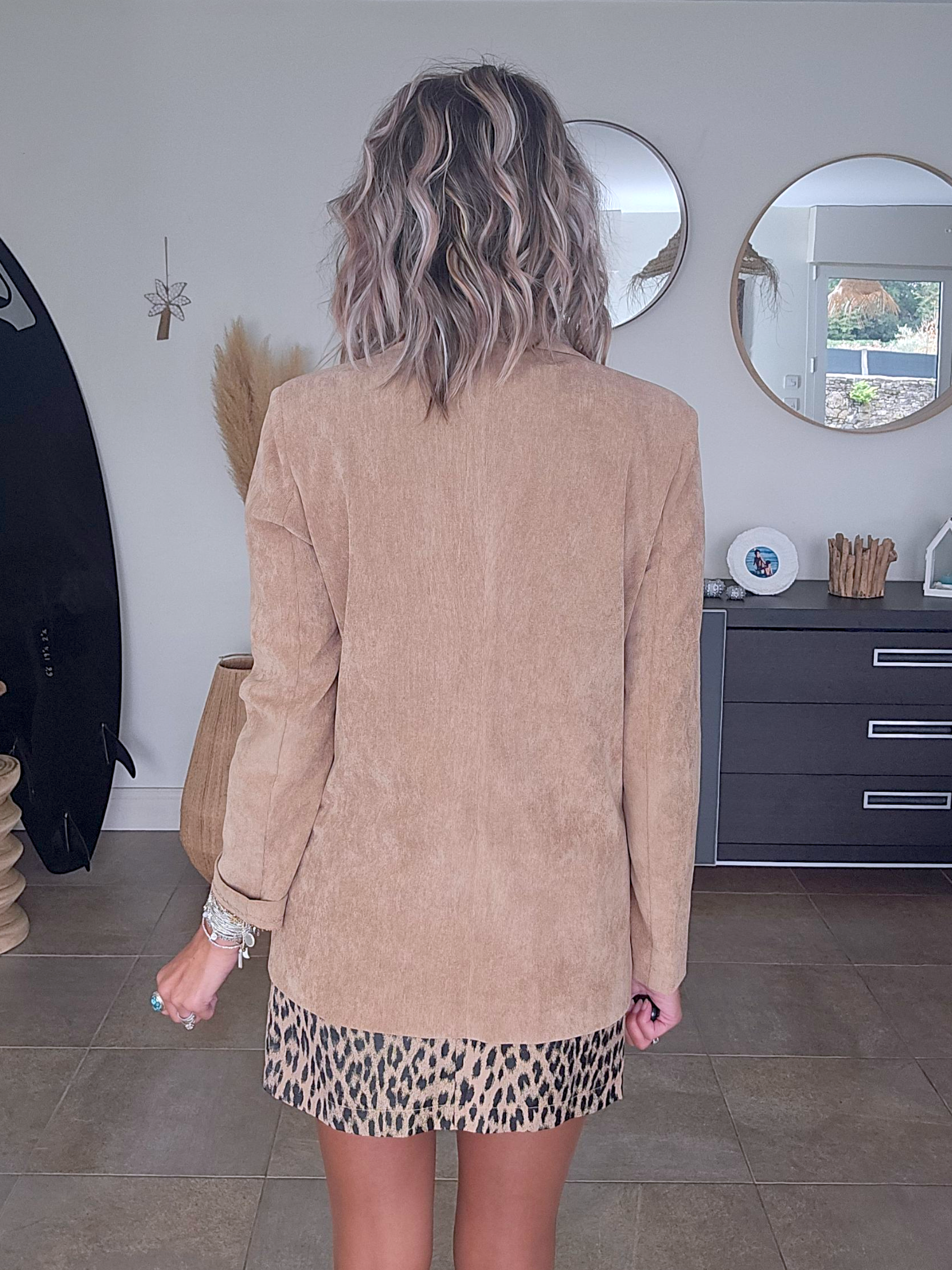 Veste beige velours côtelé