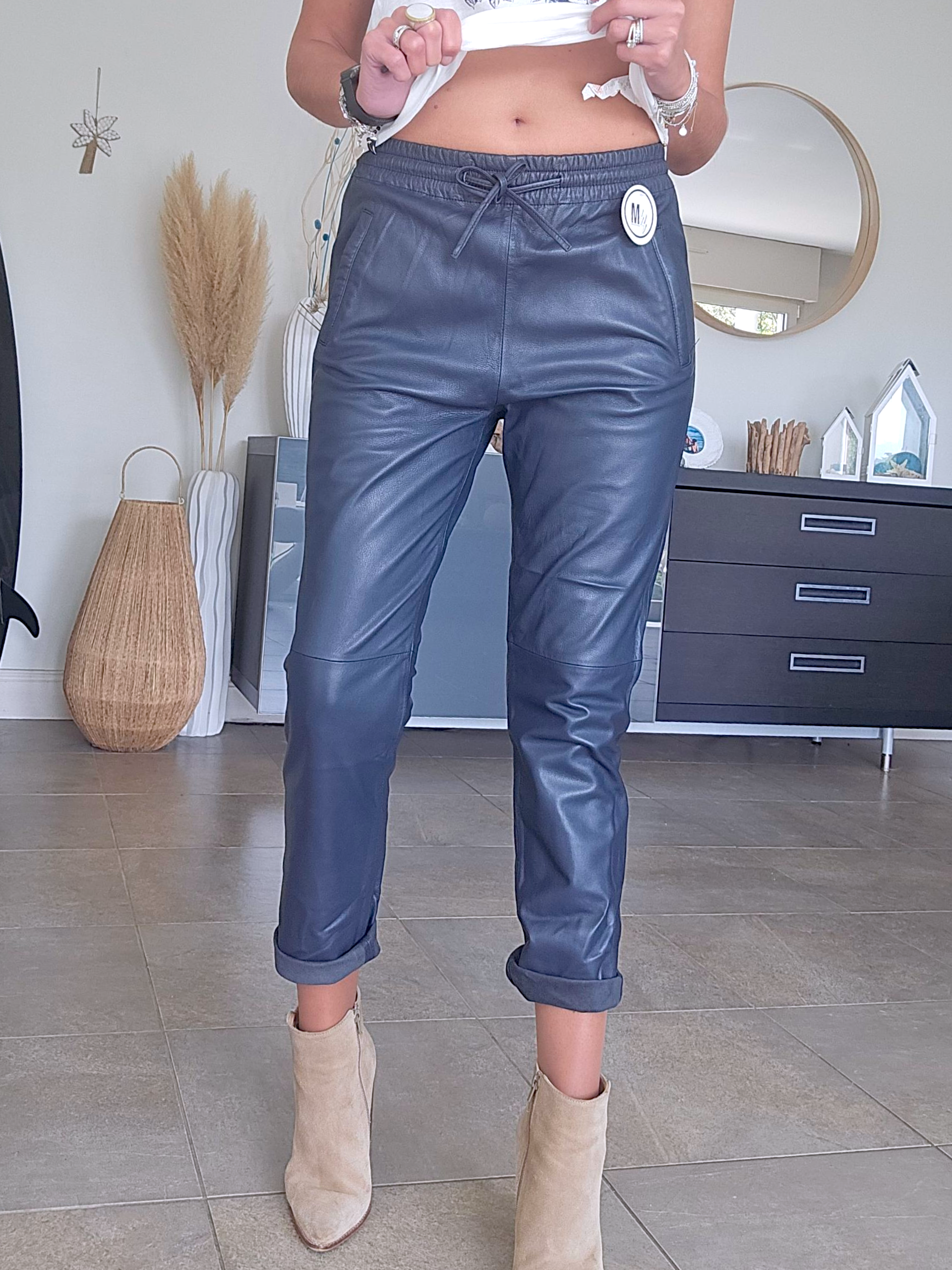 Pantalon jeeging cuir