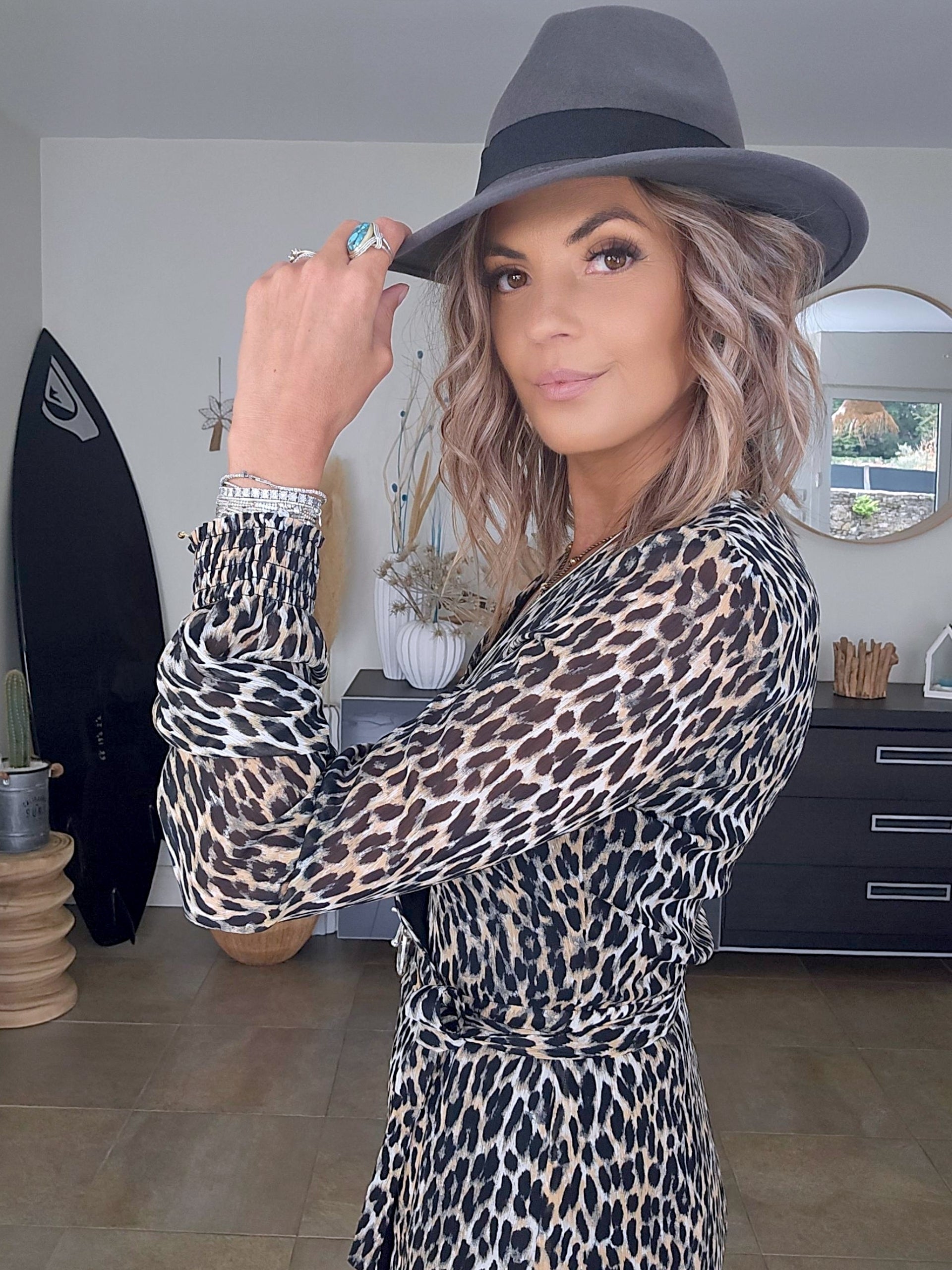 Robe portefeuille léopard