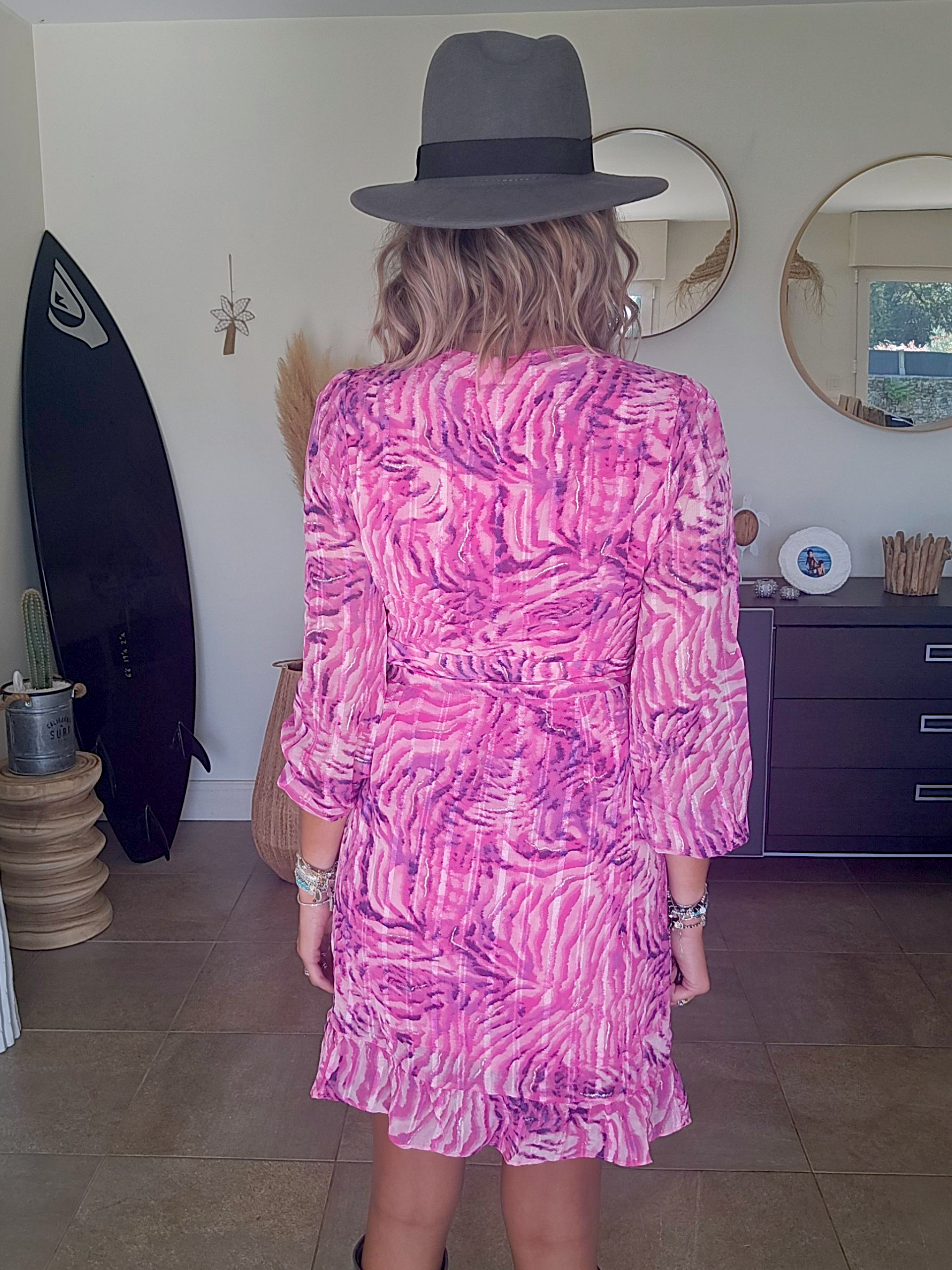 Robe portefeuille fuchsia